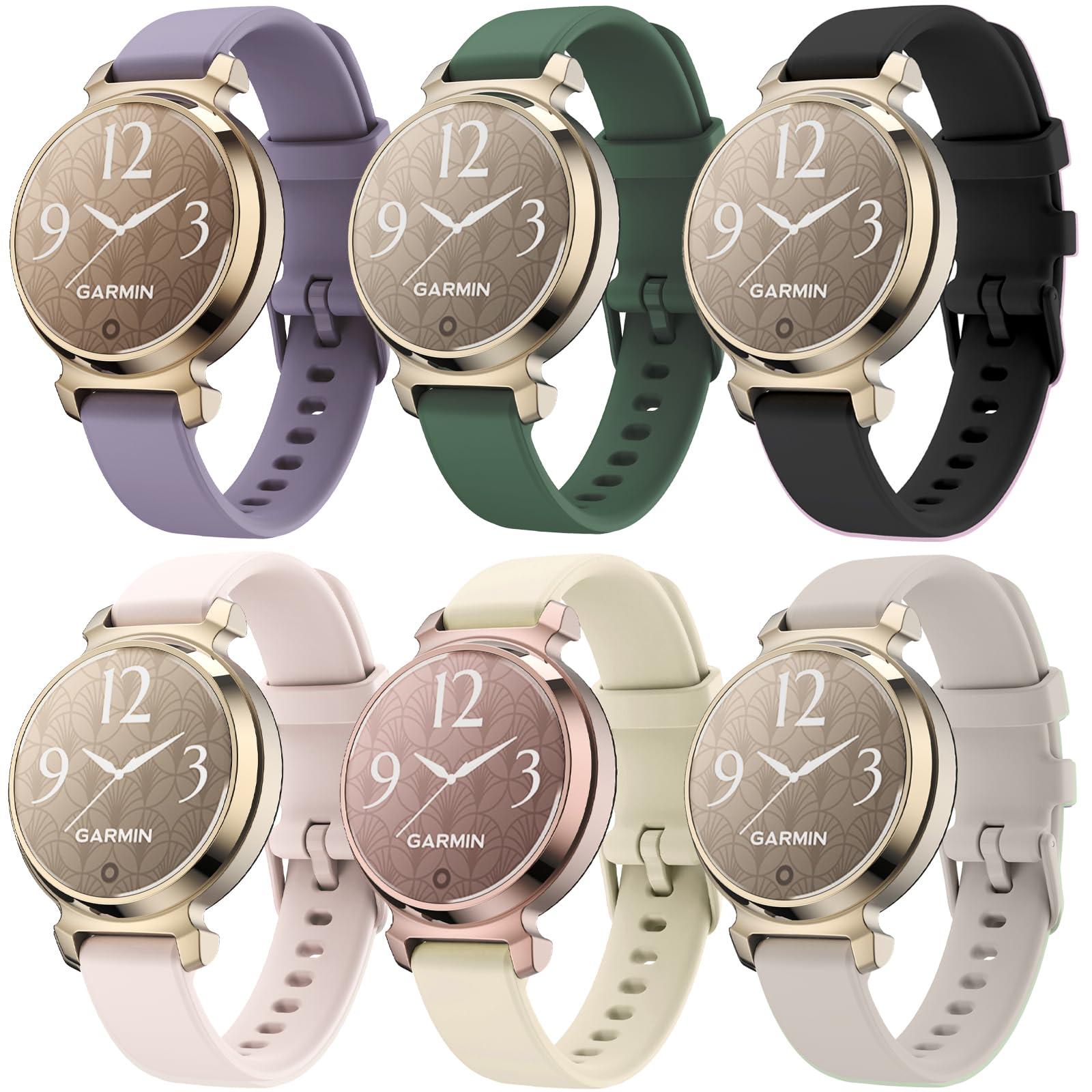 ViCRiOR 6 Pack Watch Bands Compatible with Garmin Lily 2 / Active/Classic Smart Watch, Quick Release Soft Silicone Replacement Women Band Strap for Garmin Lily 2