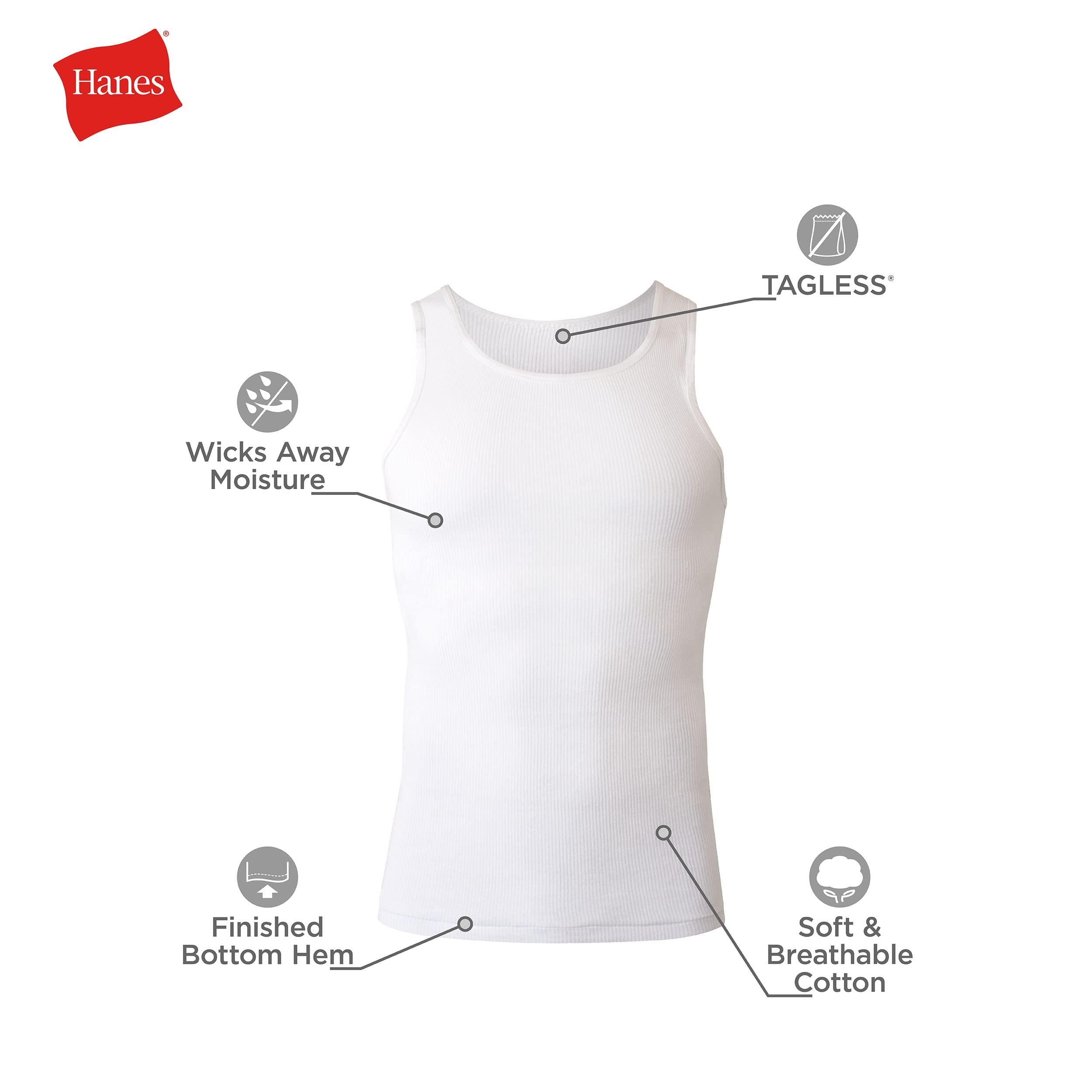 Hanes Men's, Moisture-Wicking Ribbed, Lightweight Cotton Tank Undershirts, Multi-Pack - Image 6