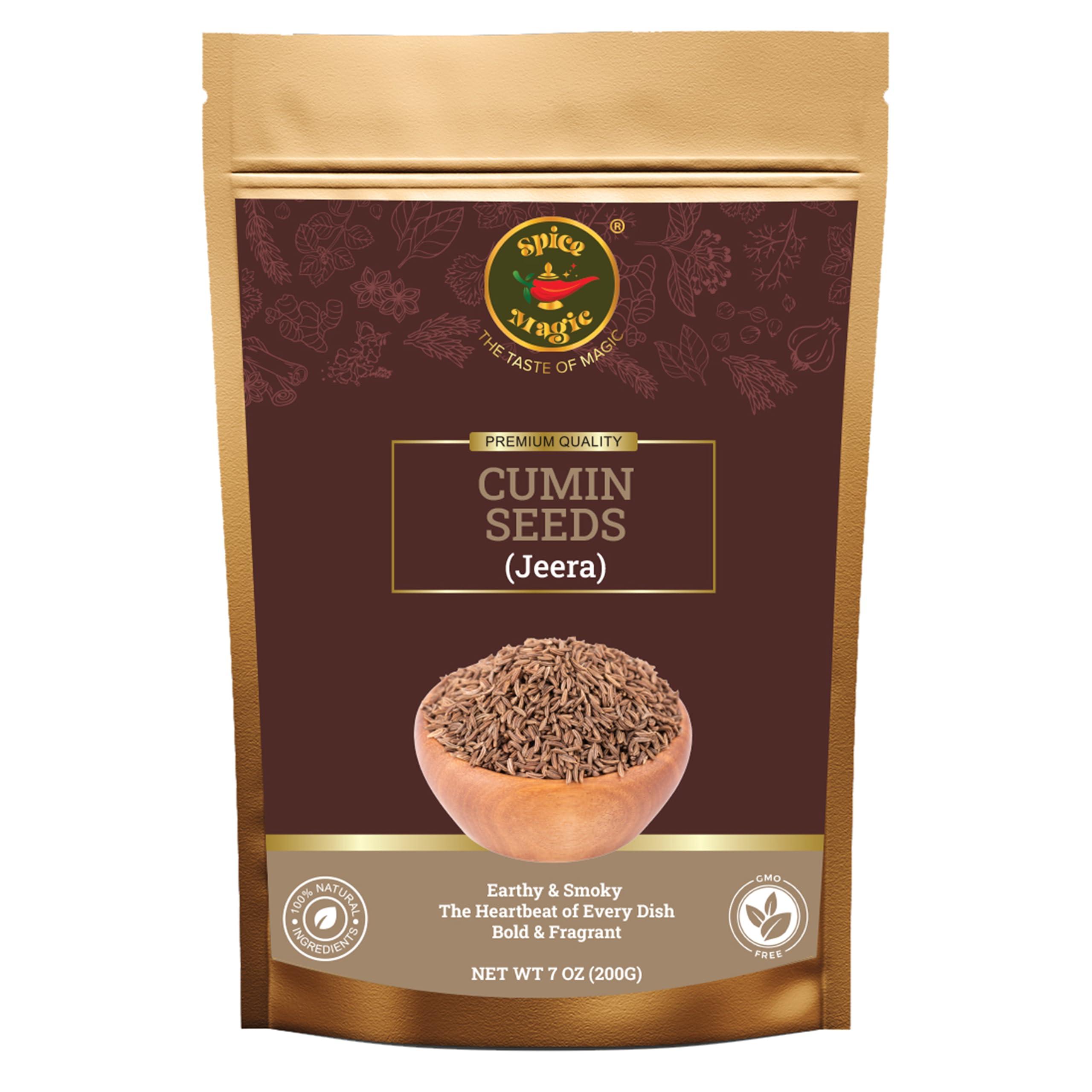 Spice Magic Cumin Seeds I 7 Oz (200 g) I Jeera Whole Cumin Seeds I 100% Fresh & Aromatic I Non-GMO I Premium Quality for Cooking and Seasoning I Indian Spices