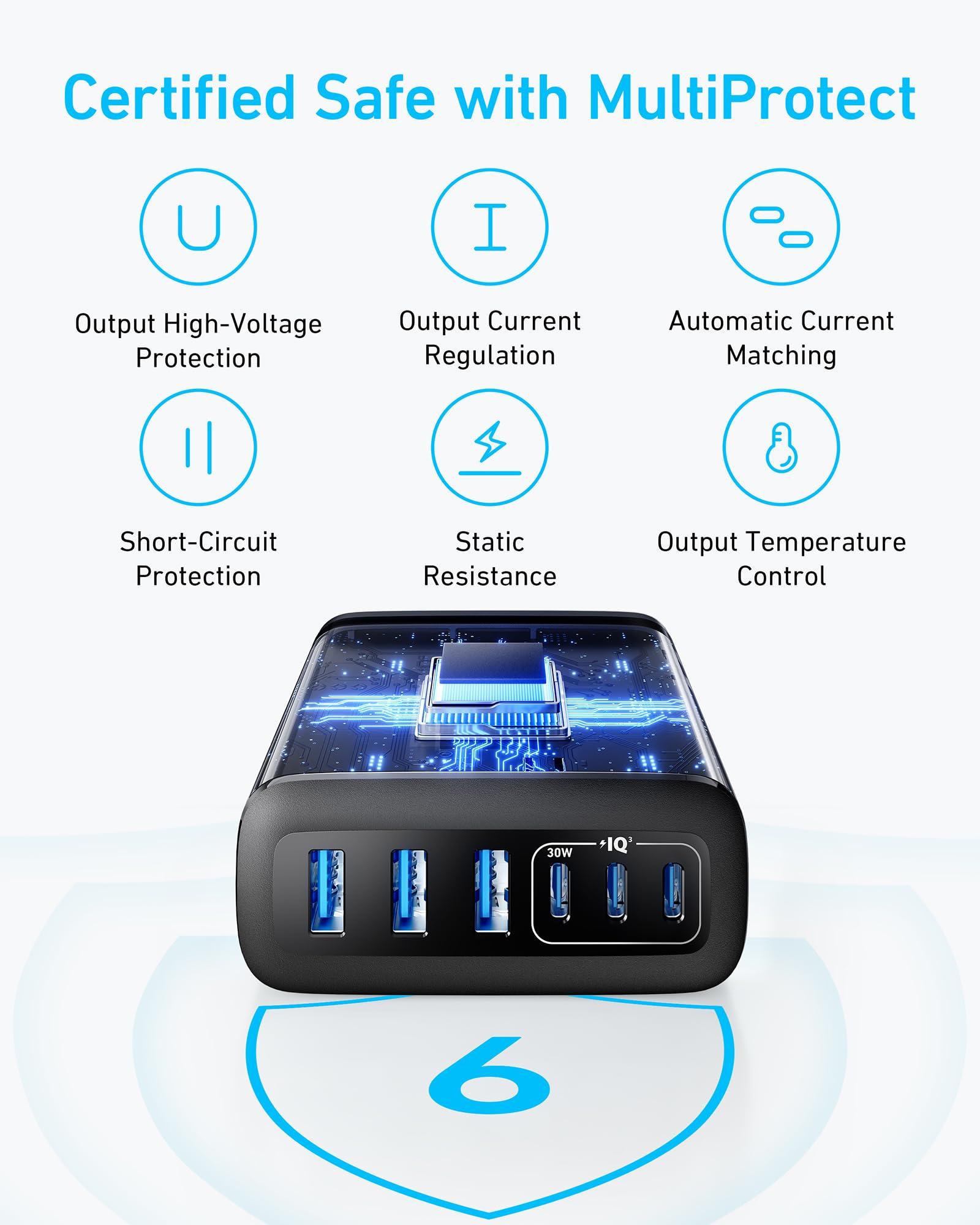 Anker Desktop Charger, Fast Charging USB C Charger, 112W Max 6-Port Charging Station, for iPhone, iPad, MacBook, Samsung and More (Cable Not Included) - Image 7