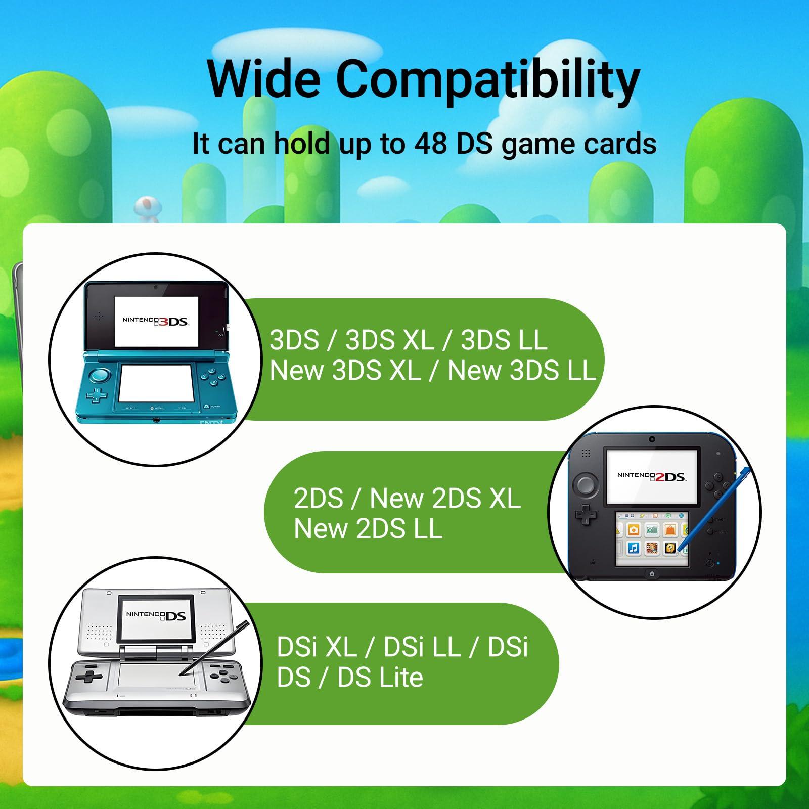 QUBAMG 3DS Game Case 48 Slot DS Game Holder Compatible With Nintendo New 3ds / New 3ds Xl / 3ds / 3ds Xl / Dsi / Dsi Xl / Ds / New 2ds /New 2ds Xl / 2ds/ 2ds Xl Catridge Portable Storage Box,Black - Image 4