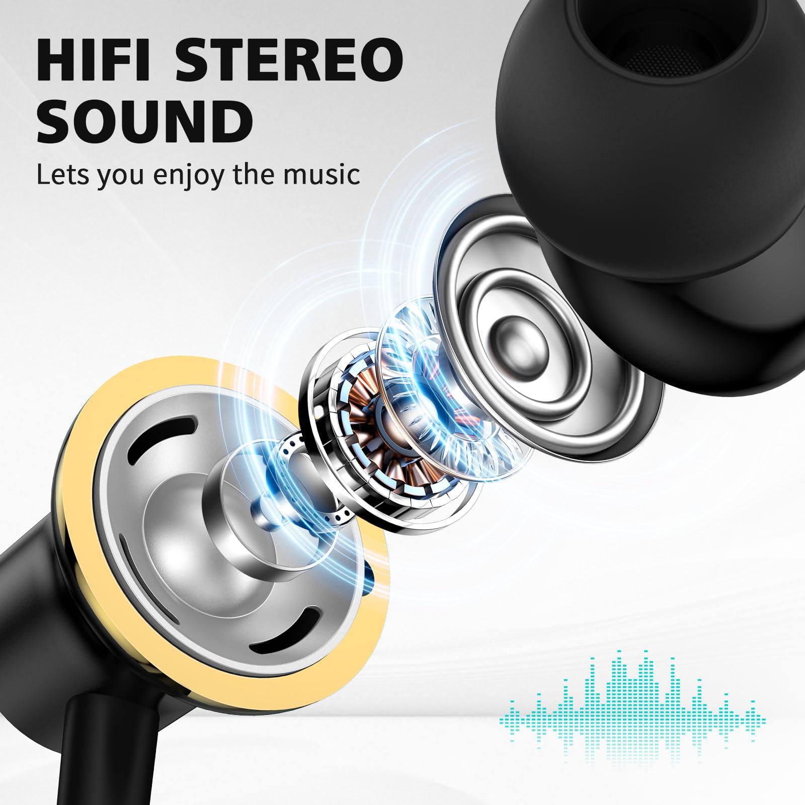 USB C Headphones for iPhone 16 15 Pro Max Plus iPad, Type C Earphones Noise Isolating with Mic Stereo Magnetic Cord Wired Earbud for Samsung S25 Ultra S24+ S23 Fe A35 Flip 6 Pixel 9 8 7, Black Gold - Image 2