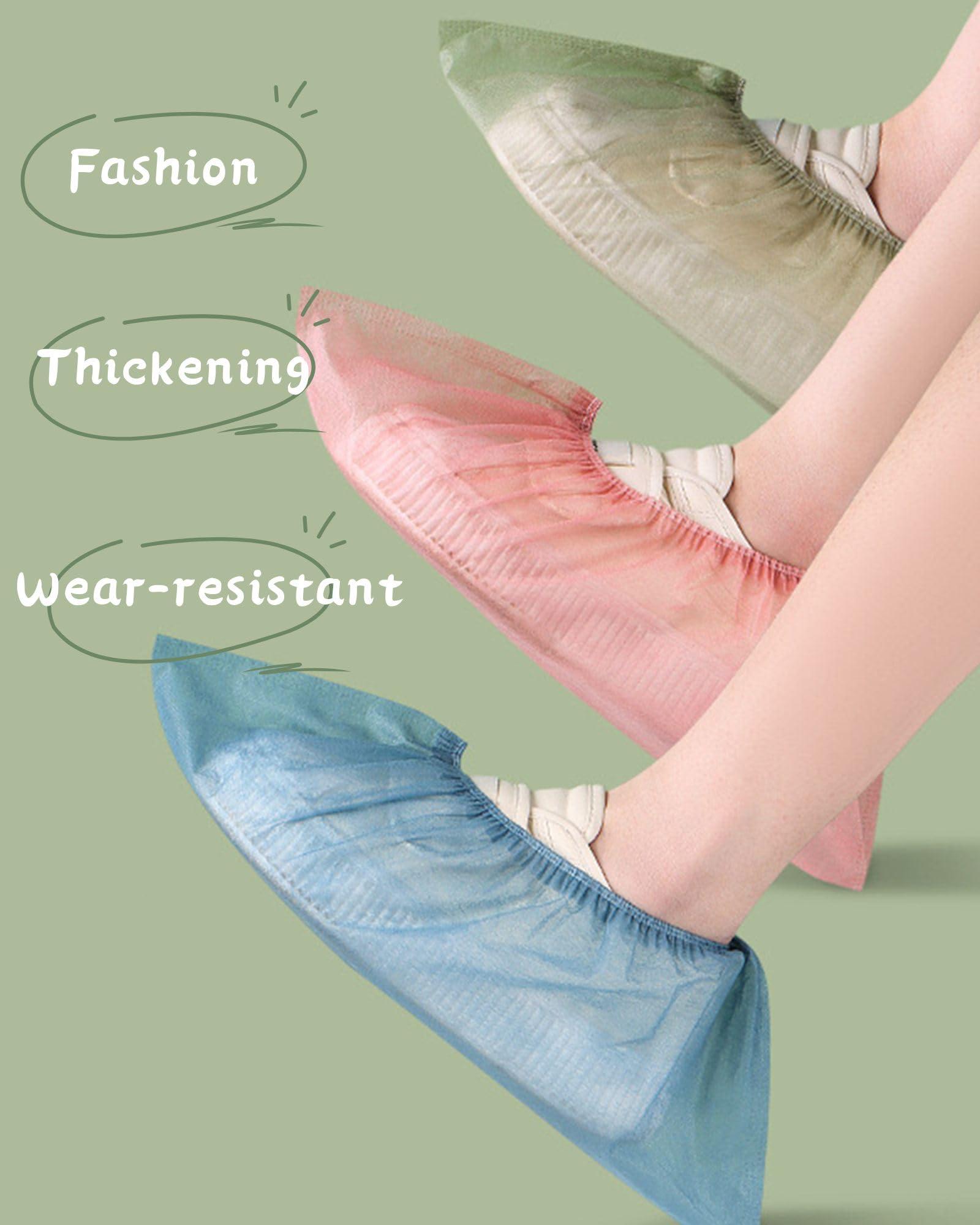 Disposable Shoe Covers 100-Pack(50 Pairs) Multi-color Indoor Thickened Non-Woven Fabric Dustproof Booties Home Slip Resistant Shoe Covers - Image 5