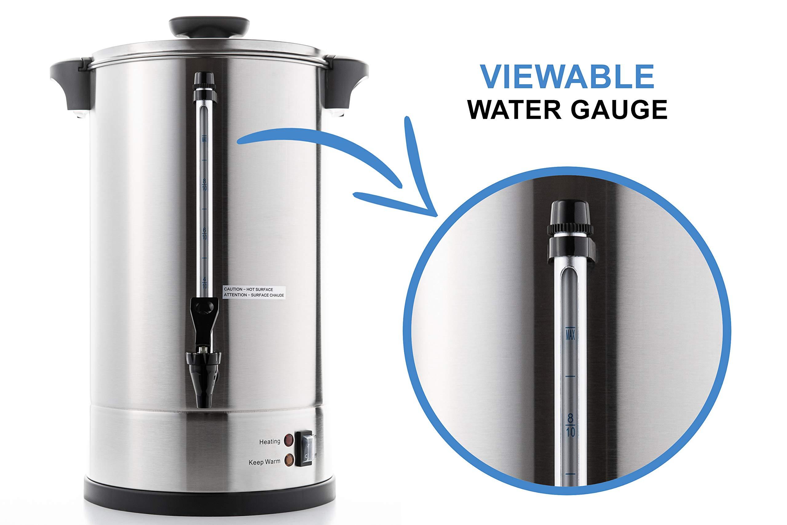 SYBO SR-CP-50B Commercial Grade Stainless Steel Percolate Coffee Maker Hot Water Urn for Catering, 50-Cup 8 L, Metallic - Image 4