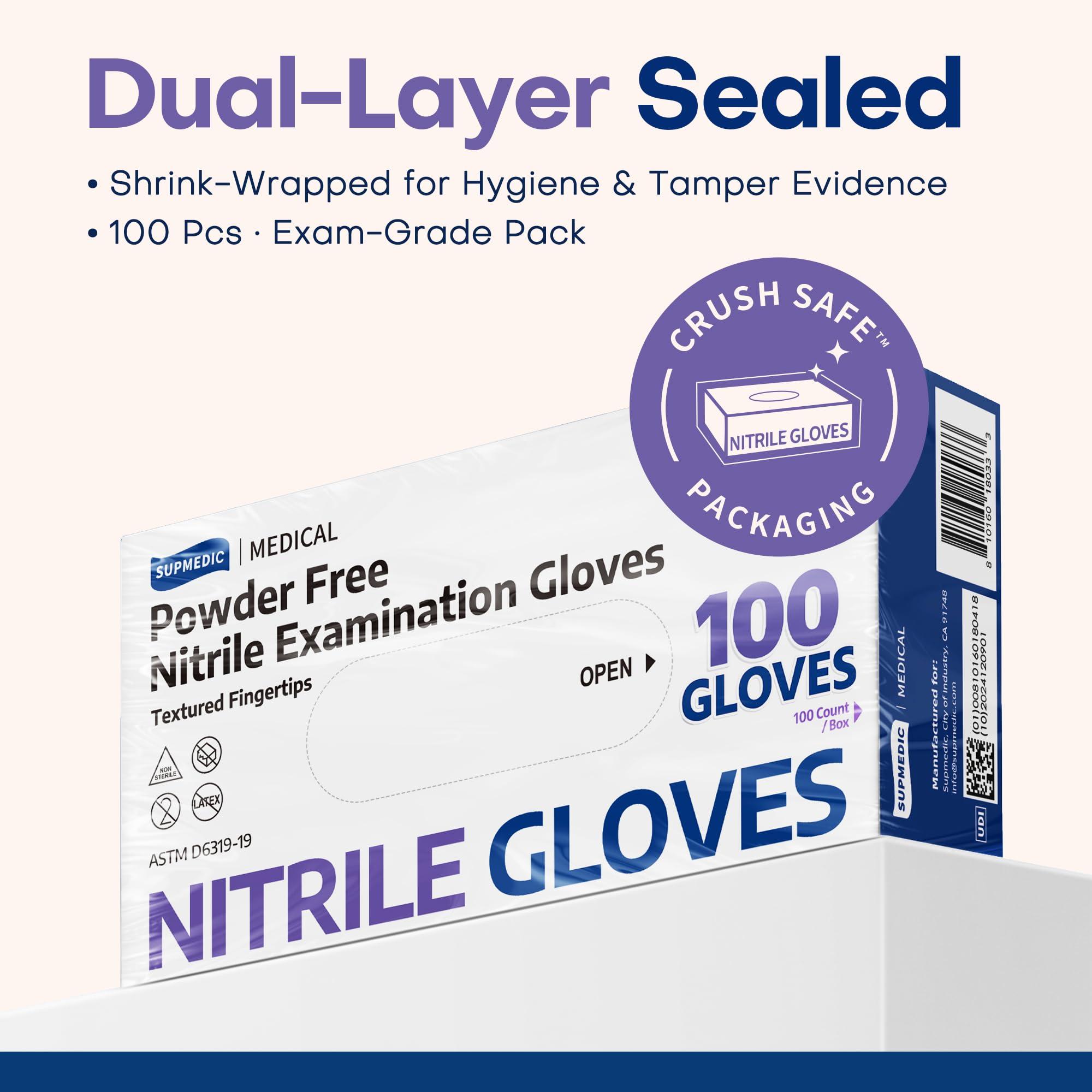 Supmedic Medical Soft Max™ Nitrile Exam Gloves, 100 ct Latex-Free Powder-Free Non-Sterile Food Safe Cleaning Disposable Glove - Image 5