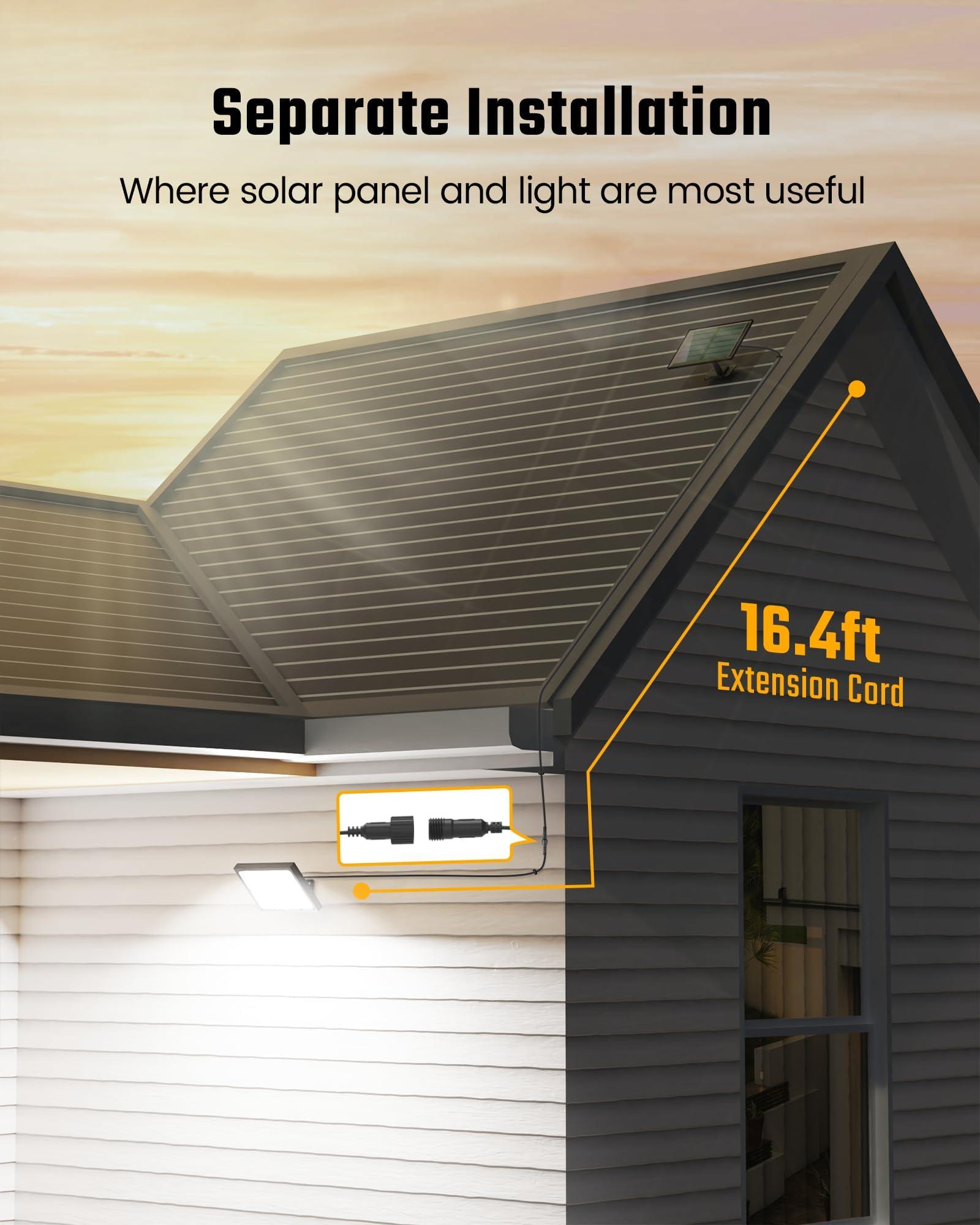 SUPERDANNY Solar Outside Lights with 113 Bright LEDs 7000K, Motion Sensor Outdoor Flood Lights Dusk to Dawn with 16ft Cable IP65 Waterproof, Security Light for Garden Barn Porch 2 Pack - Image 8