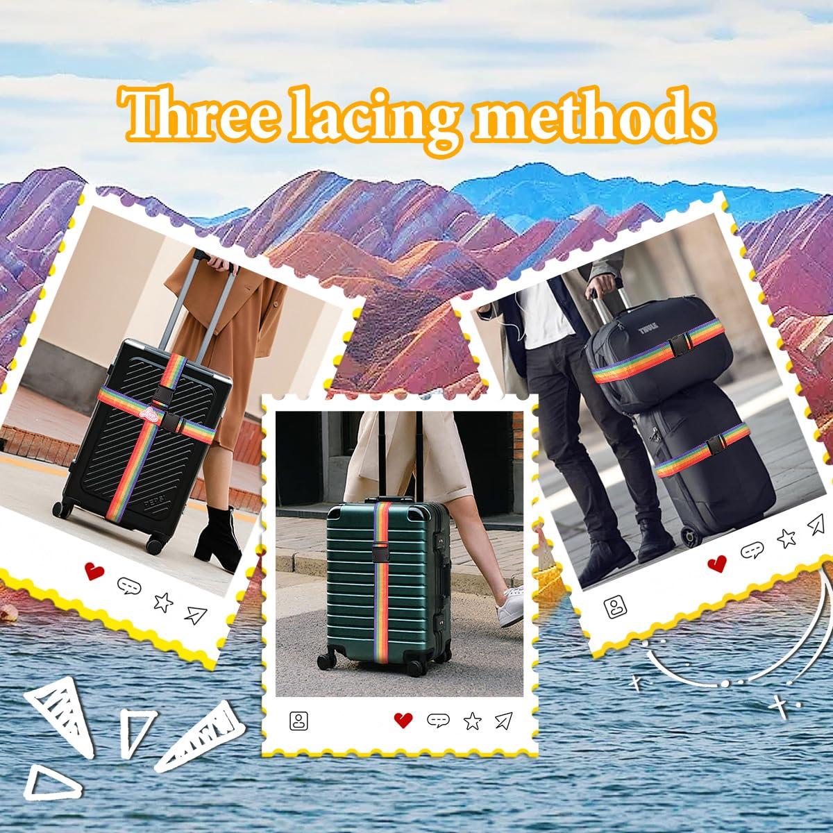 SpiralScgv Adjustable Luggage Straps for Suitcases – 4 Pack Bright Colors, Quick-Release Buckle, Secure Travel Luggage Strap for Easy Identification and Safety(Iridescent) - Image 6