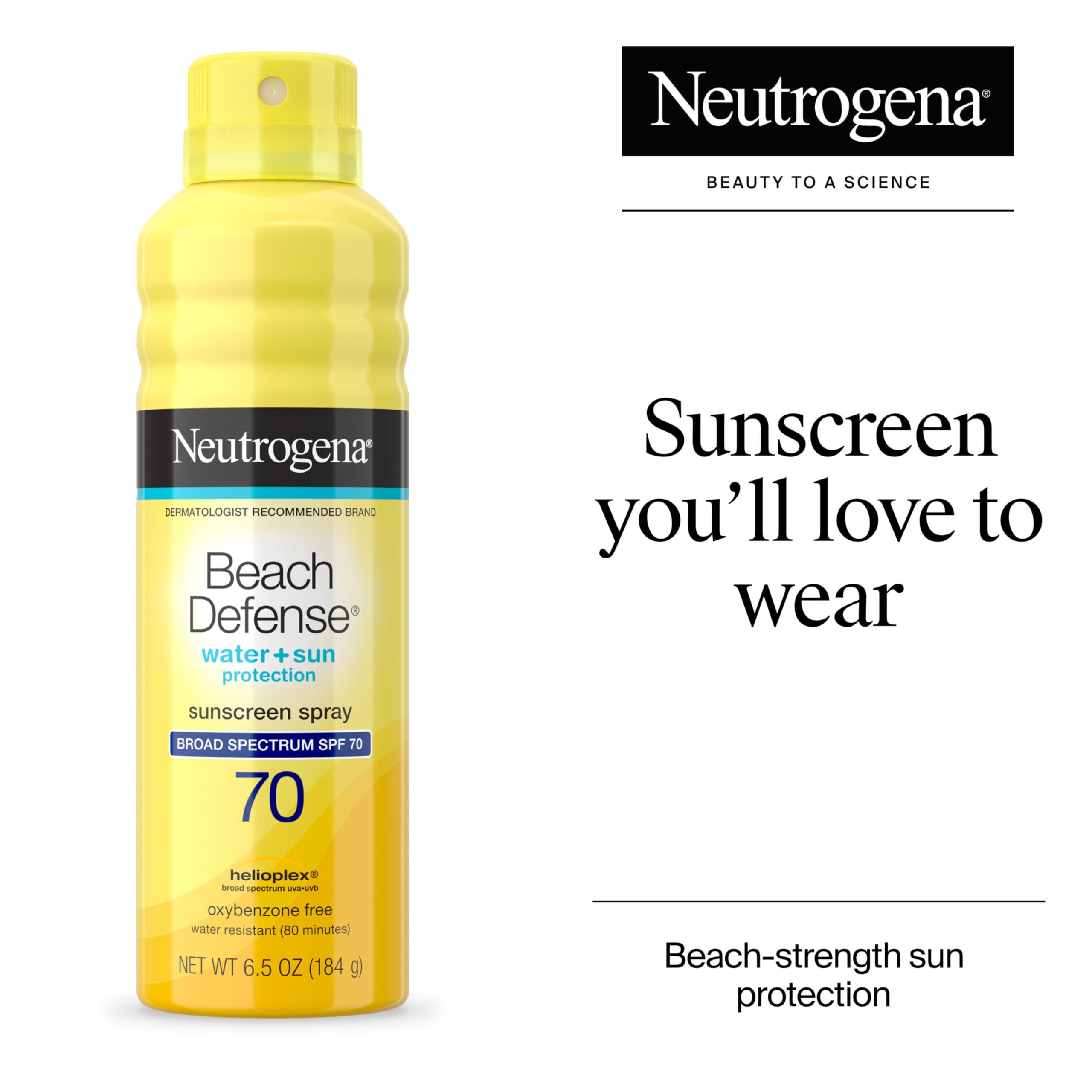 Neutrogena Beach Defense Sunscreen Spray Broad Spectrum SPF 70, 6.5 Oz, Water Resistant, Fast Absorbing, Oxybenzone Free, Lightweight Sun Protection, Face and Body Sunscreen - Image 2