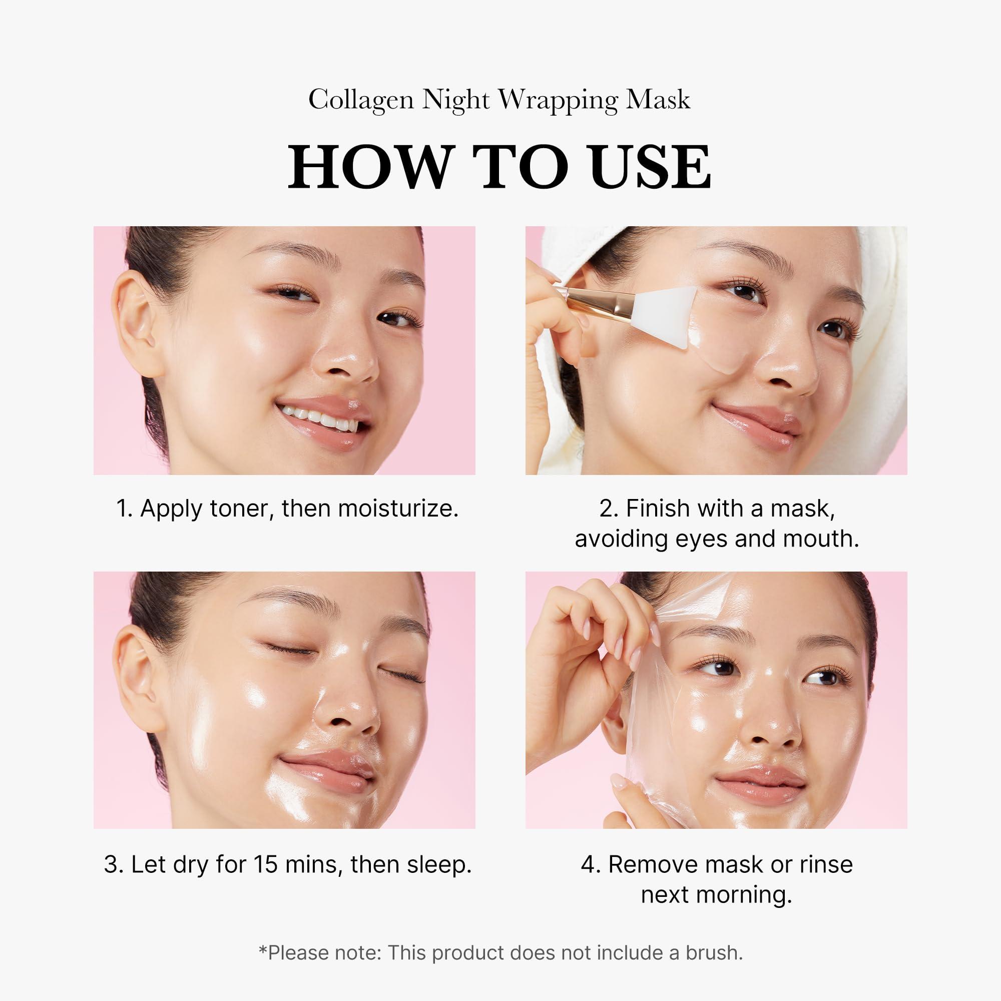medicube Collagen Overnight Wrapping Peel Off Facial Mask Pack - Elasticity & Hydration Care, Reduces Sagging & Dullness - Hydrolyzed Collagen For Glowing Skin - Korean Skin Care, 2.53 fl.oz - Image 5