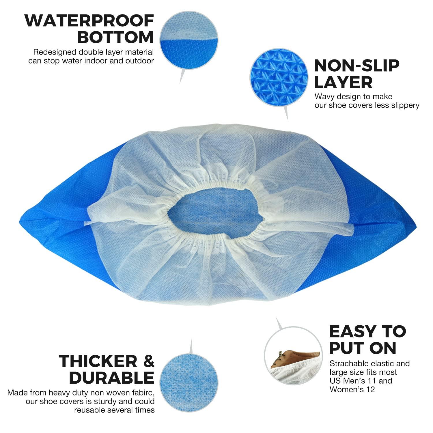 Heavy Duty Shoe Covers Disposable Non Slip Waterproof, 50 Pack, Double Layer Bottom, Extra Heavy Duty Durable Booties, One Size Fits Most - Image 2