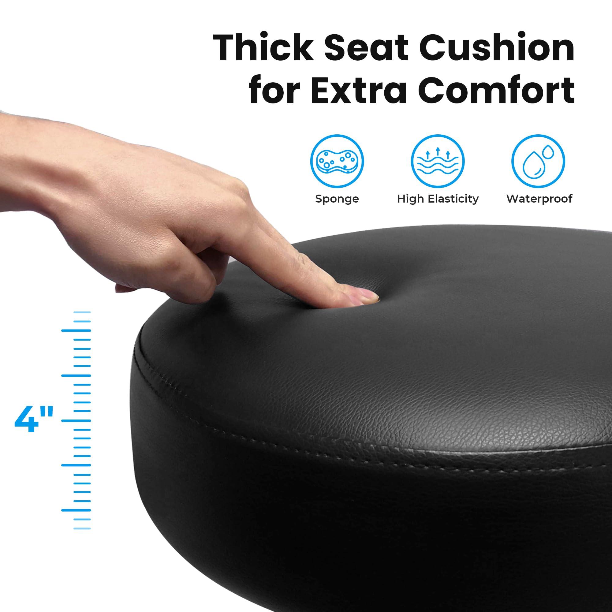 SUPERJARE Drafting Chair with Back, Adjustable Foot Rest Rolling Stool, Multi-Purpose Office Desk Chair, Thick Seat Cushion for Home Bar Kitchen Shop - Black - Image 6