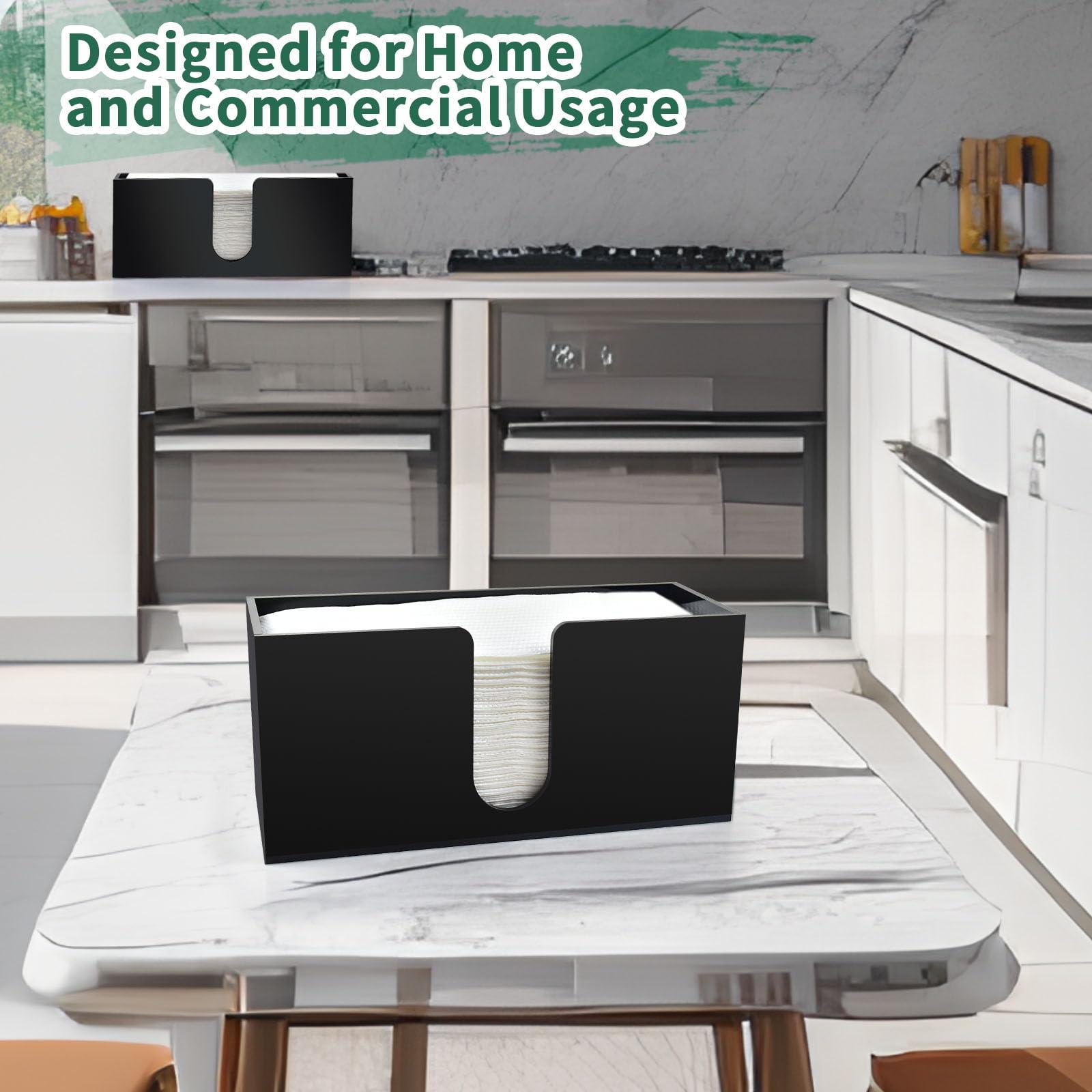 2Pack Paper Towel Holder Countertop, Black Acrylic Napkin Dispenser, Multifold Paper Towel Dispenser for for Z-fold C-fold MultiFold Trifold-Bathroom Toilet Kitchen Restaurant - Image 6