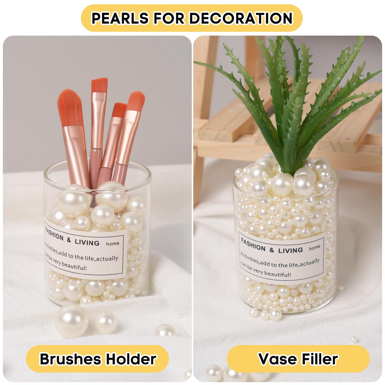 1300PCS Pearls for Vase Filler,Ivory Pearl Beads with No Hole,Vase Filler Fake Pearls, Artificial Plastic Pearl Beads for Table Scatters, Wedding Party,Decoration - Image 4