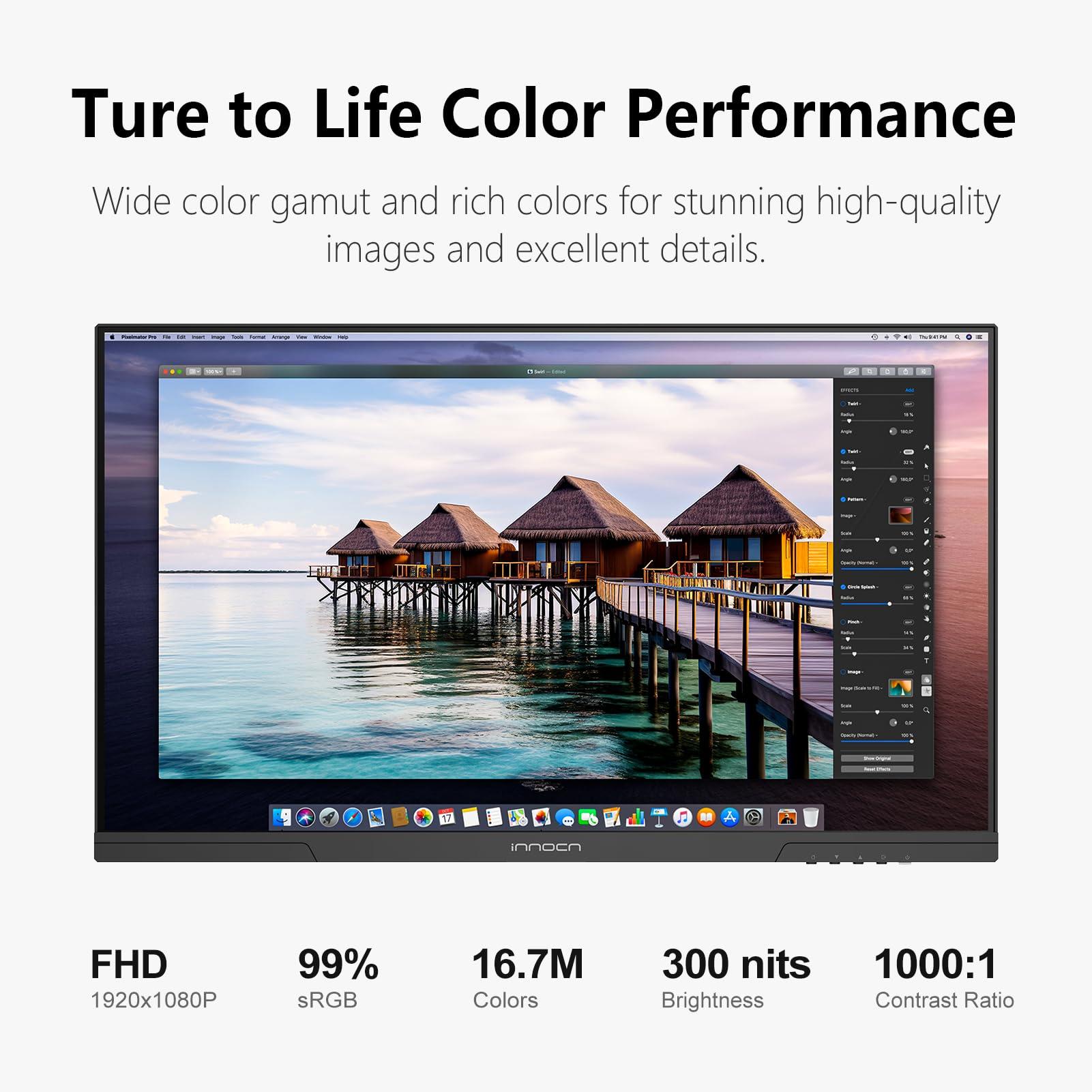 INNOCN 27" Monitor 120Hz FHD 1920 x 1080p IPS PC Computer Desktop Gaming Display Built-in Speaker, Eyes Care, Height/Pivot Adjustable, HDMI, VGA, VESA Mountable - Black, 27D1FR - Image 4