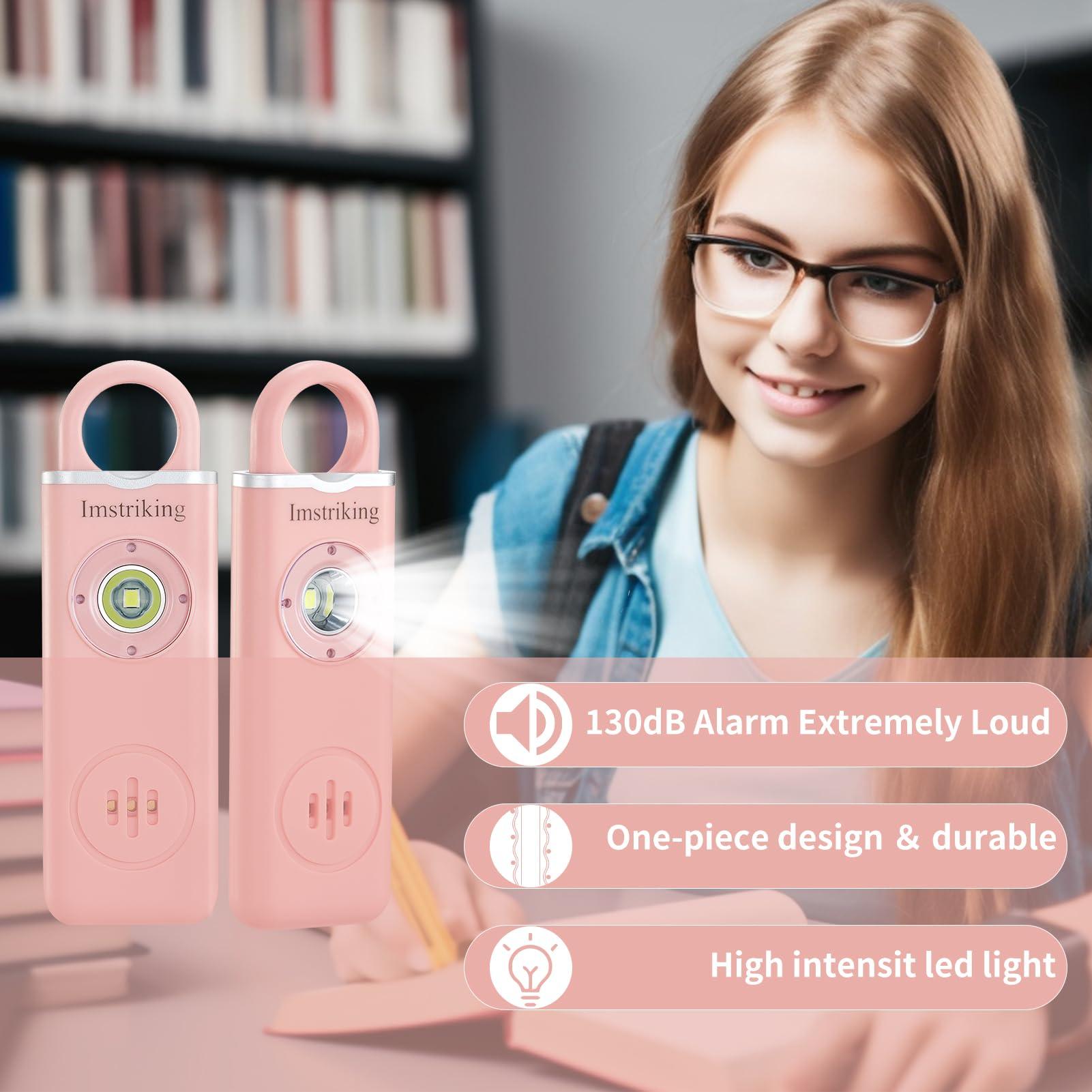 Imstriking Rechargeable Personal Safety Alarm Keychain for Women,Self Defense Keychain Alarm with Strobe Light and 130dB Siren Help Women,Men,Elderly, Emergency Security Whistle Alert (Pink) - Image 6