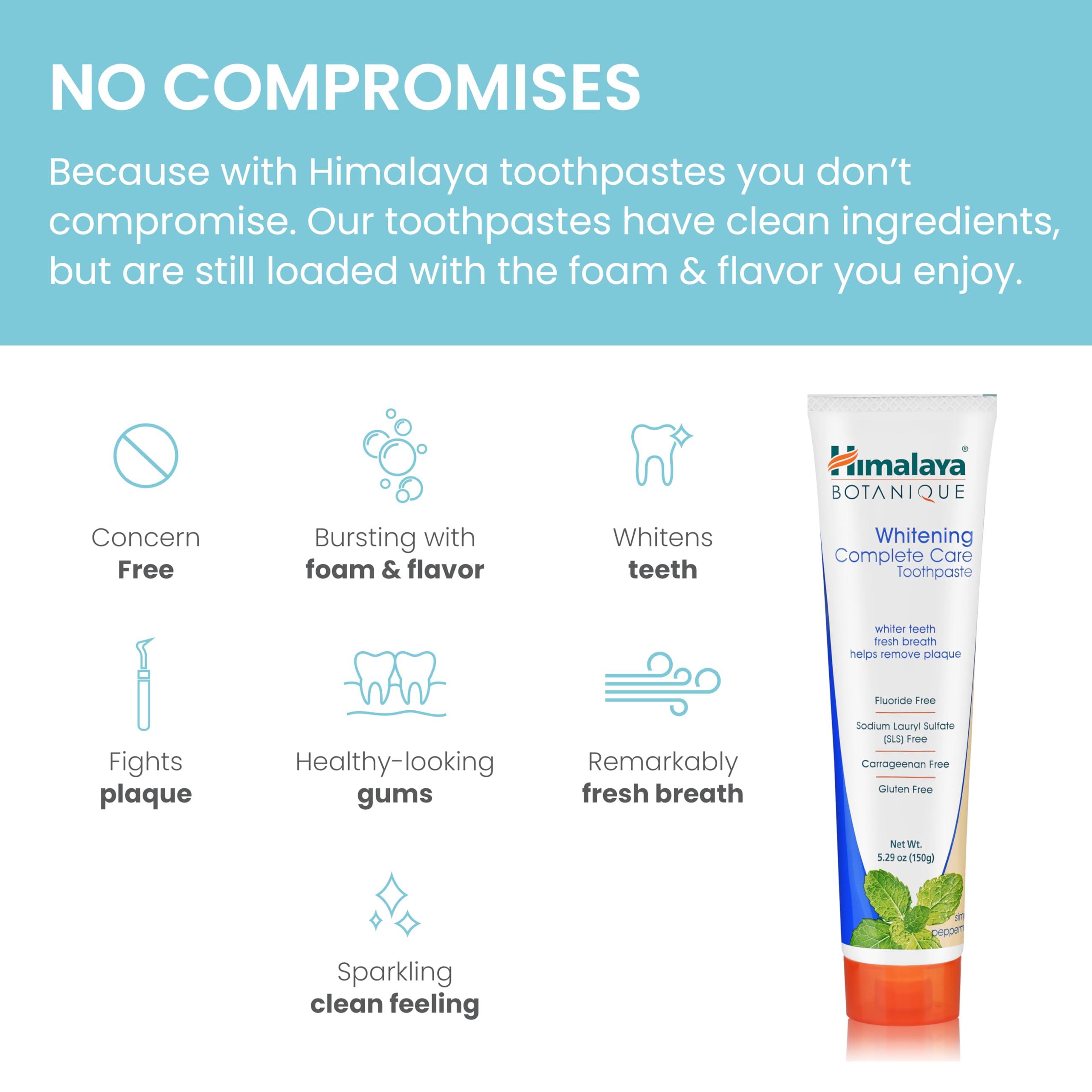 Himalaya Botanique Complete Care Whitening Toothpaste, Simply Peppermint, for a Clean Mouth, Whiter Teeth and Fresh Breath, 5.29 oz - Image 3