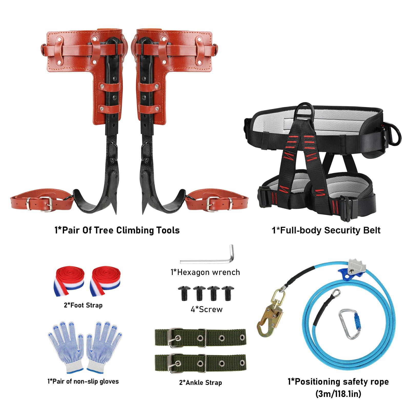 Fepinc Tree Climbing Spike Set, Climbing Step Gear with Wire-Core Flip Line Kit and Climbing Seat Belt, Adjustable Tree Spikes Arborist Climbing Equipment - Image 7