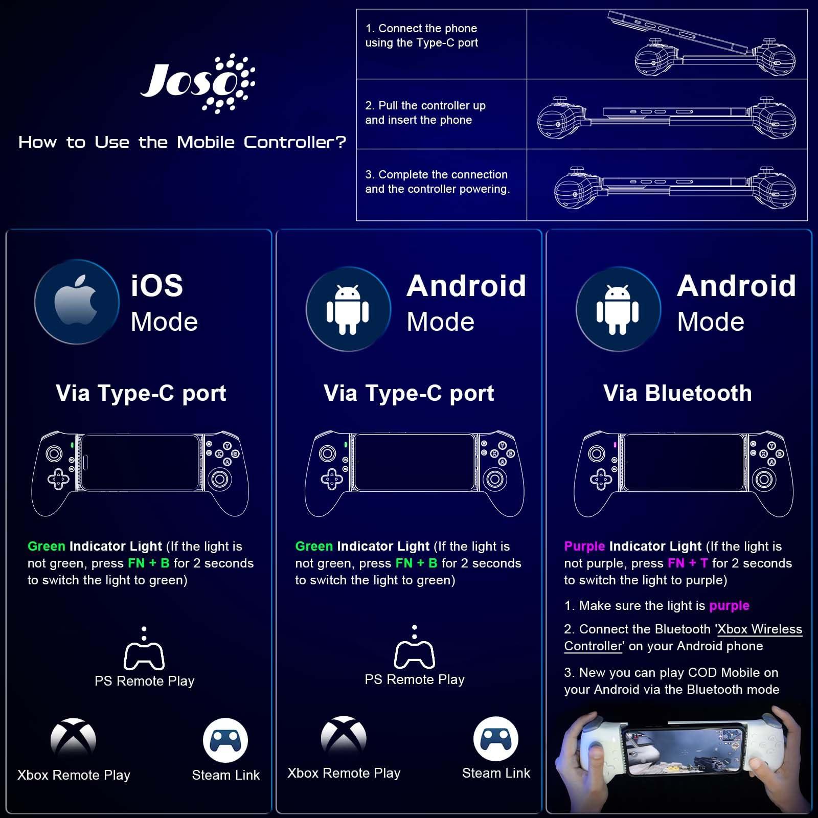 Joso Phone Controller for Android & iPhone 16/15 Series, USB-C Mobile Game Controller with Ergonomic Design, Compatible with PS Remote Play/Cloud Gaming/Emulator - Image 9