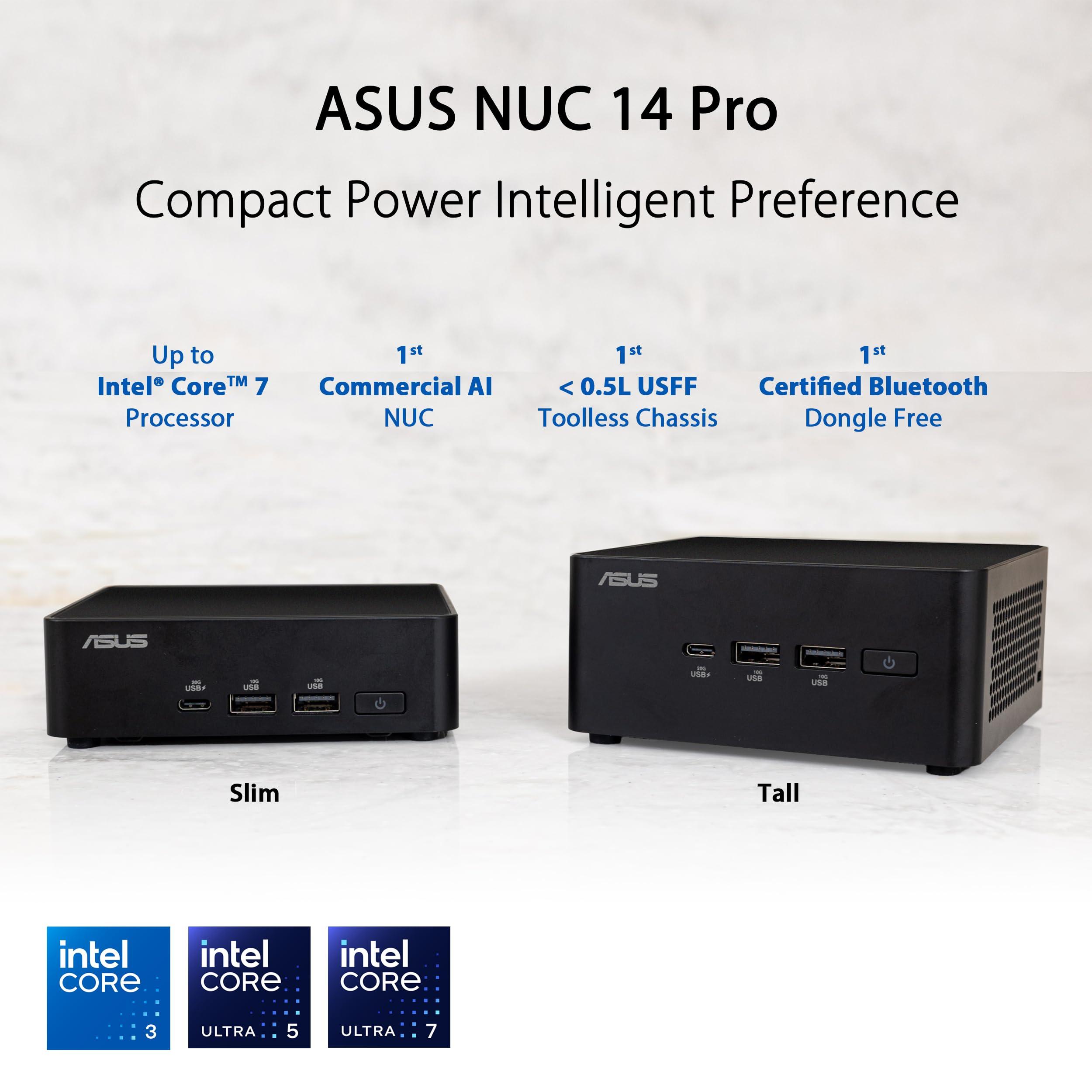 ASUS NUC 14 Pro Tall Full System Mini PC with Intel 14th Gen Core Ultra 7 155H, 32GB DDR5 RAM, 1TB PCIe G4x4 NVMe SSD, Thunderbolt 4,Win 11 Pro, Toolless Chassis Access, VESA Mount Included - Image 2
