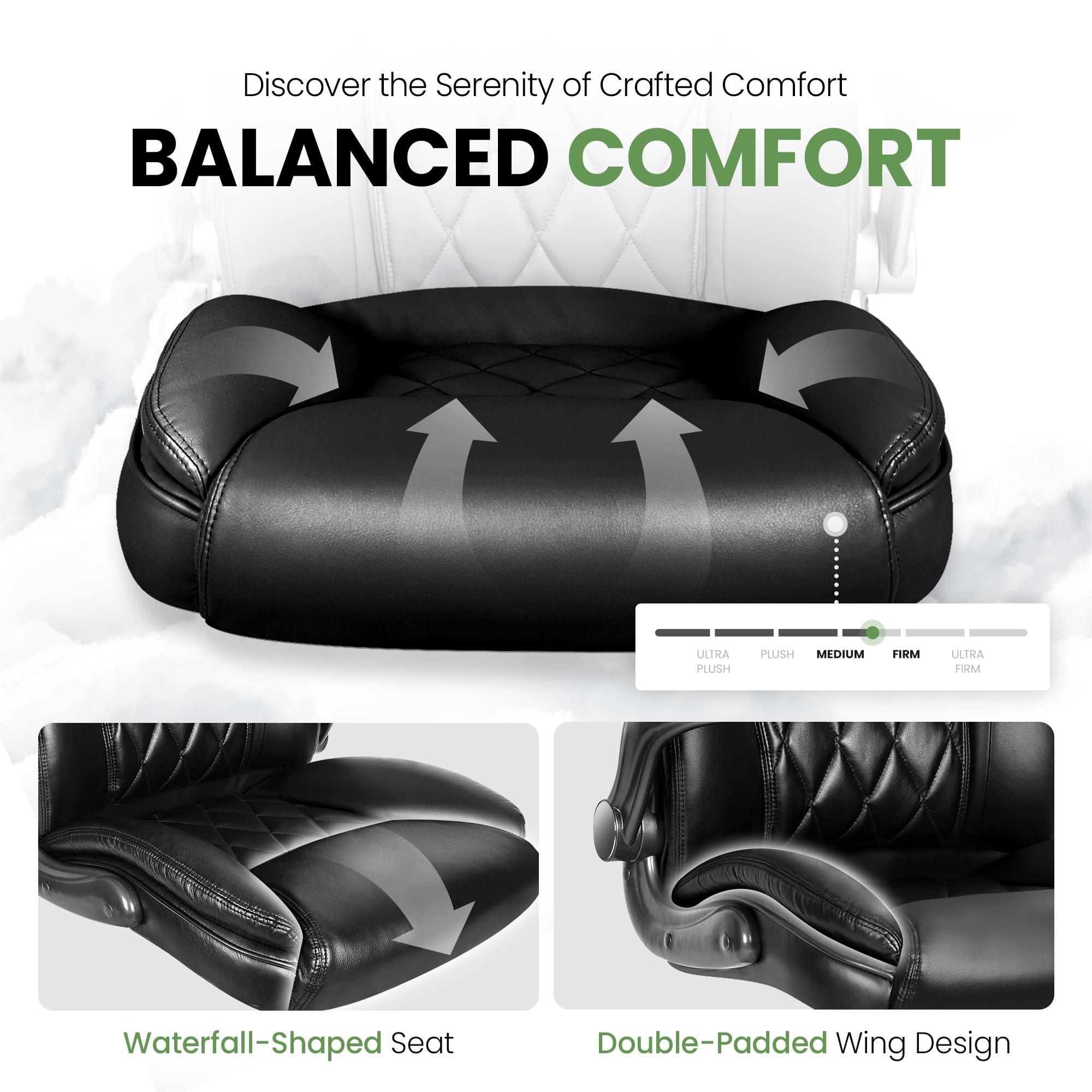 NEO CHAIR Executive Office Chair Ergonomic PU Leather High Back Computer Desk Chair for Home and Office Adjustable Flip-Up Armrests Lumbar Support Comfy Swivel Task Tilt Rocking (Black) - Image 5