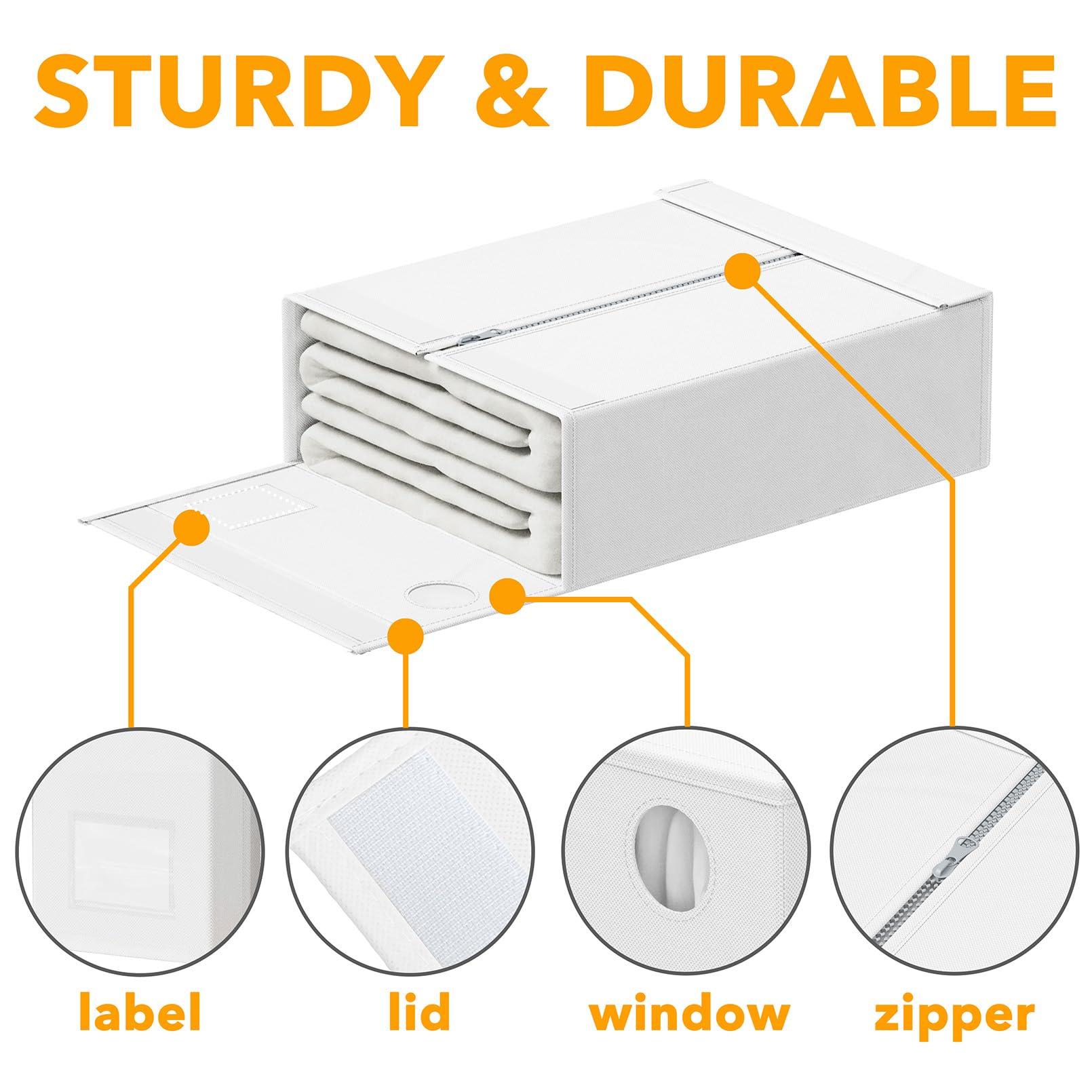 SpaceAid 6 Pack Bed Sheet Organizers and Storage, Foldable Sheet Organizer for Linen Closet, Sheets Set Folder Keeper with Window XL (Queen & King Size) Bedding Container, (White, 6 Pack) - Image 7