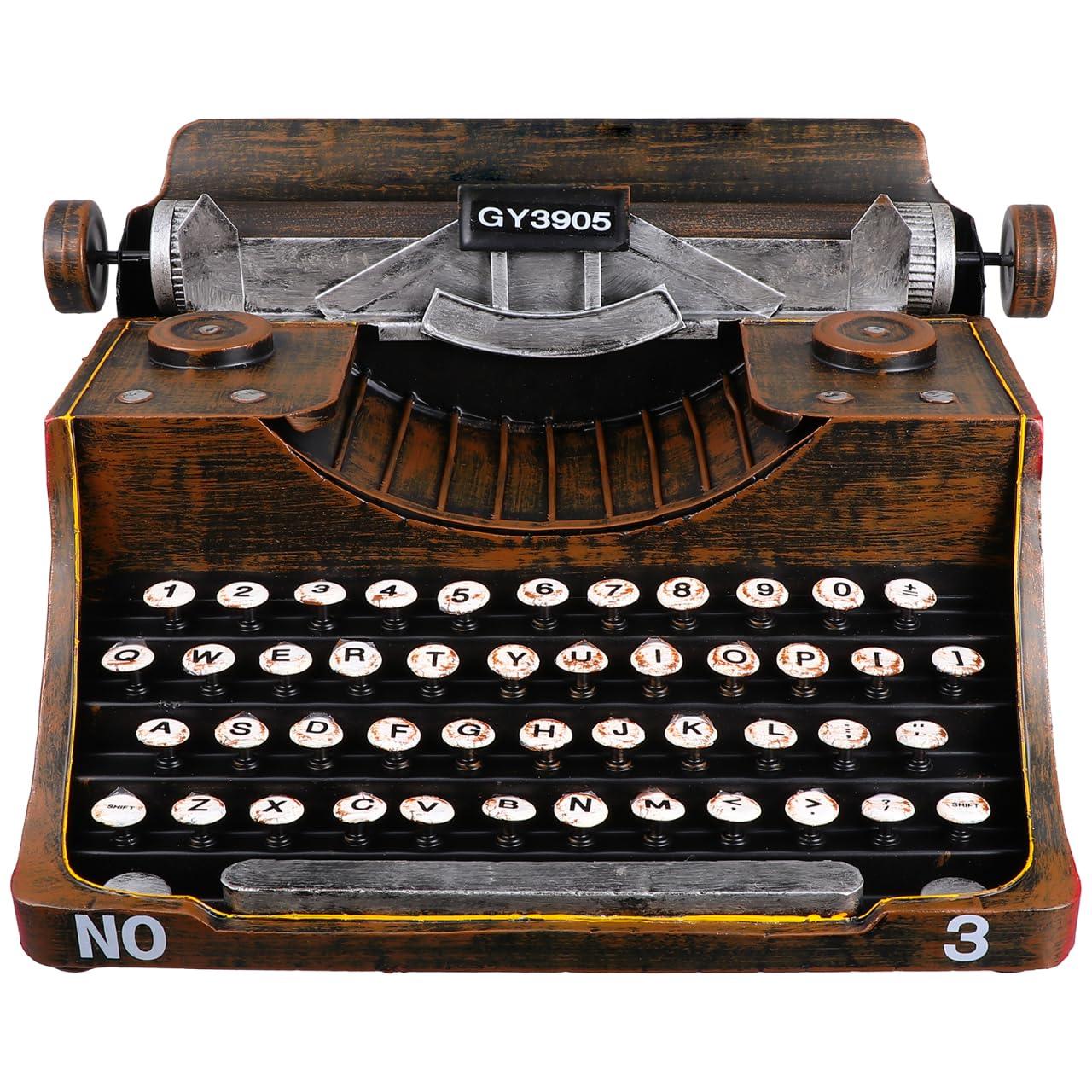 FOMIYES Classic Manual Typewriter Model Vintage Typewriter Figurine Iron Art Typewriter Ornament European Style Statue for Cafe Bar Home Wine Cabinet Decor Photo Prop Black
