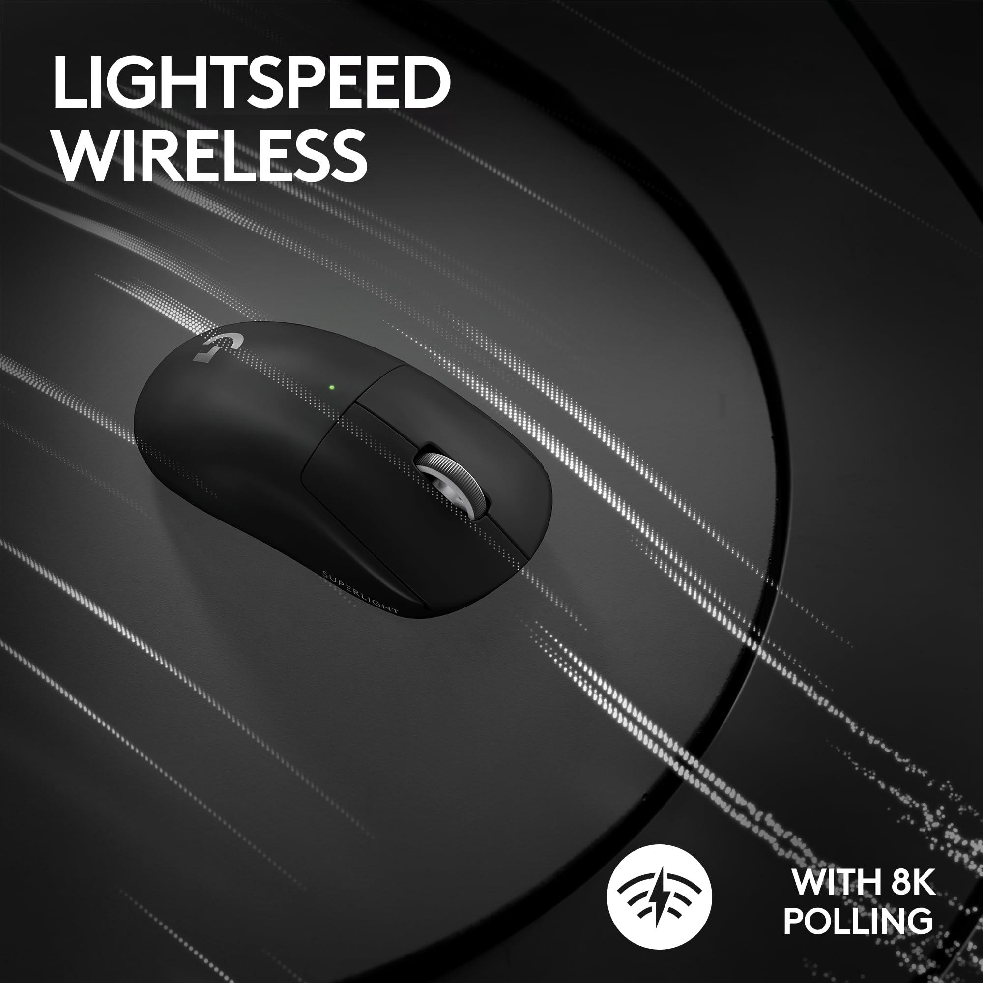 Logitech G PRO X SUPERLIGHT 2 Wireless Gaming Mouse, 60g Pro-Grade with 5 Programmable Buttons, 44k DPI Sensor, 8kHz Report Rate, USB-C Charging for PC/Mac - Black - Image 6