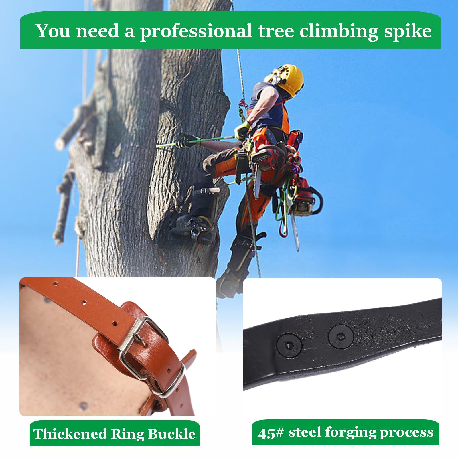 Tree Climbing Spikes Set,Tree Climbing Gear,Manganese Steel Claw,Adjustable Length Design,Tree Spikes for Tree Work,Hunting and Observation, Fruit Picking, Jungle Survival (Brown) - Image 4