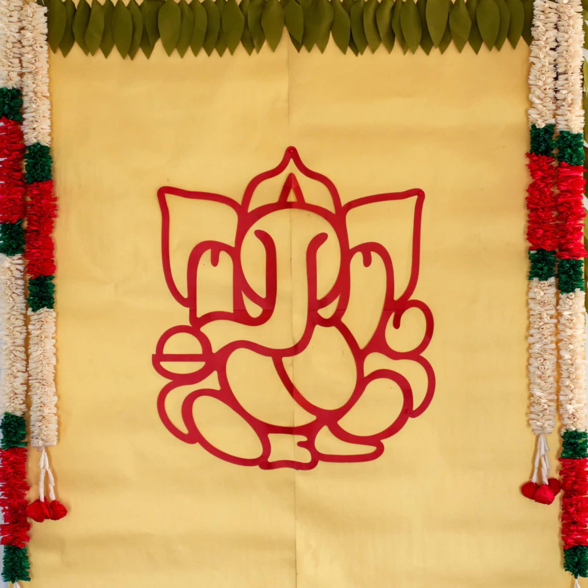 Desi Favors Red Huge Lord Ganesh Cutouts | Indian DIY Backdrop Decorations | Ganapati Pooja Backdrop Decoration | Indian Goodes Cultures Events | Traditional Cutout | 27x23 inch (Pack of 2) - Image 3