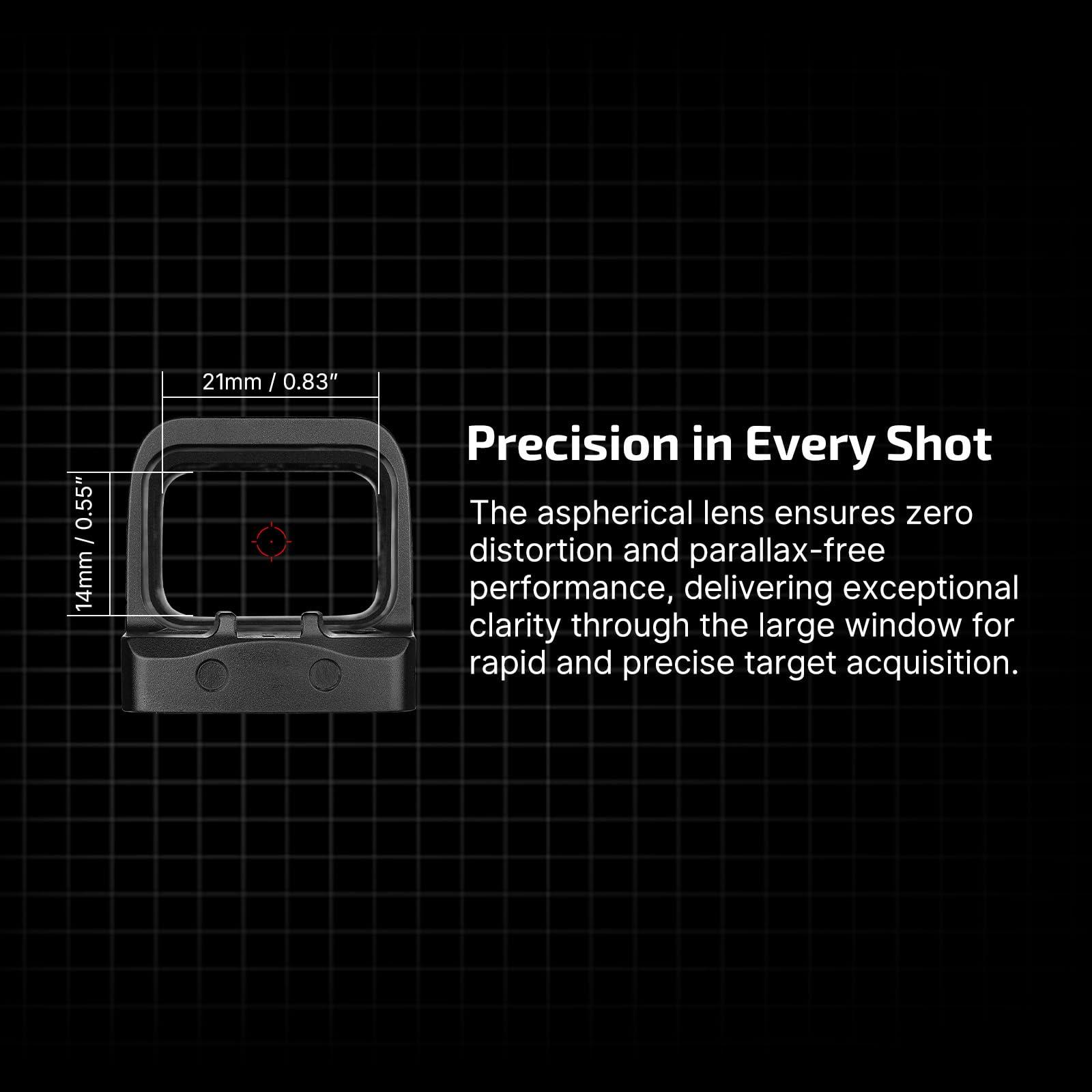 OSIGHT S Multi-Reticle Micro Enclosed Sight with Charging Cover, 2 MOA Dot & 32 MOA Circle for RMSc Footprint, Parallax-Free Durable Reflex Sights (Red Dot) - Image 5