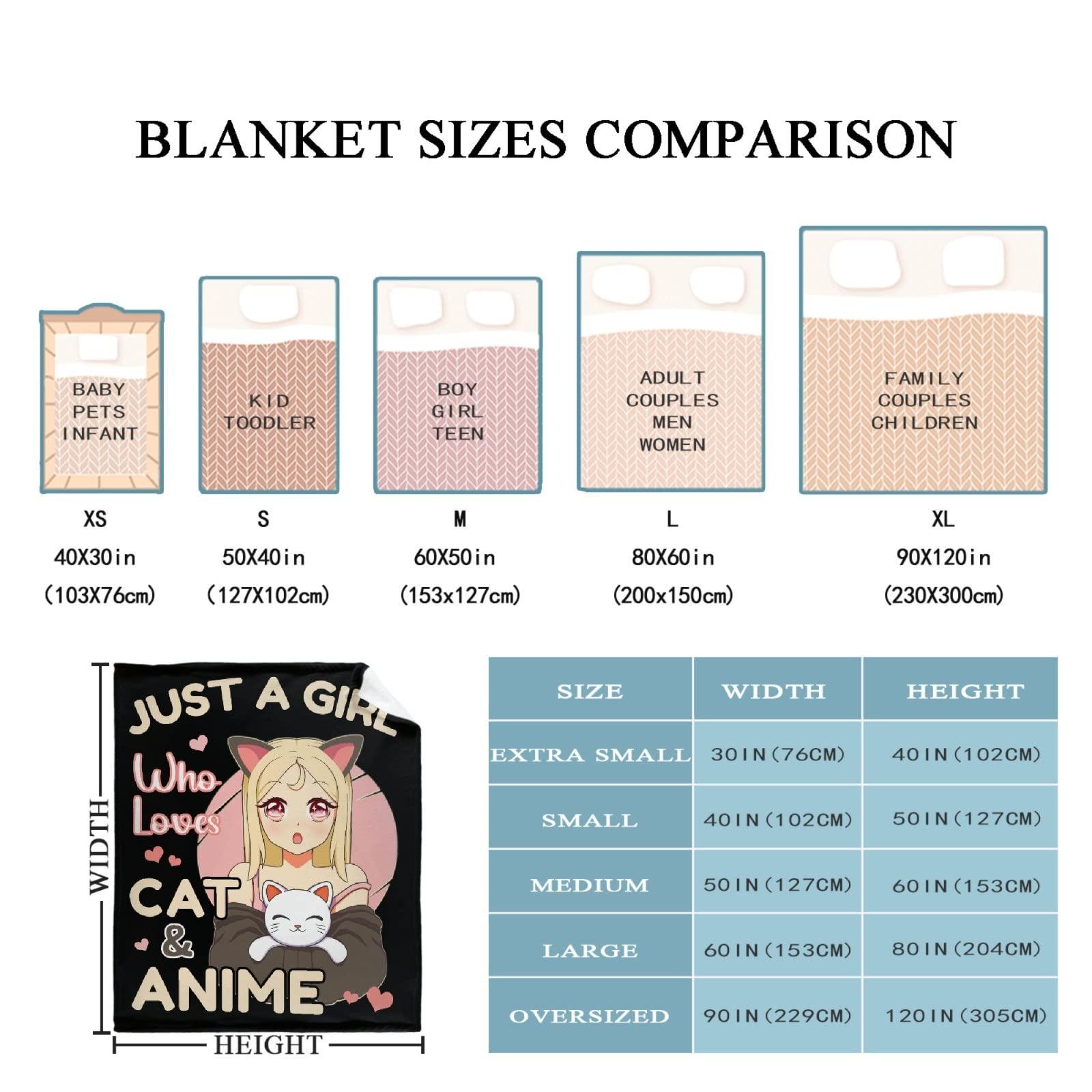 Anime Blanket Just A Girl Who Loves Anime Cat Blanket Practical Gift for Women Girls Lightweight Soft Flannel Fleece Throw Blankets for Couch Bed Sofa Small-Kid (50"X40") - Image 4