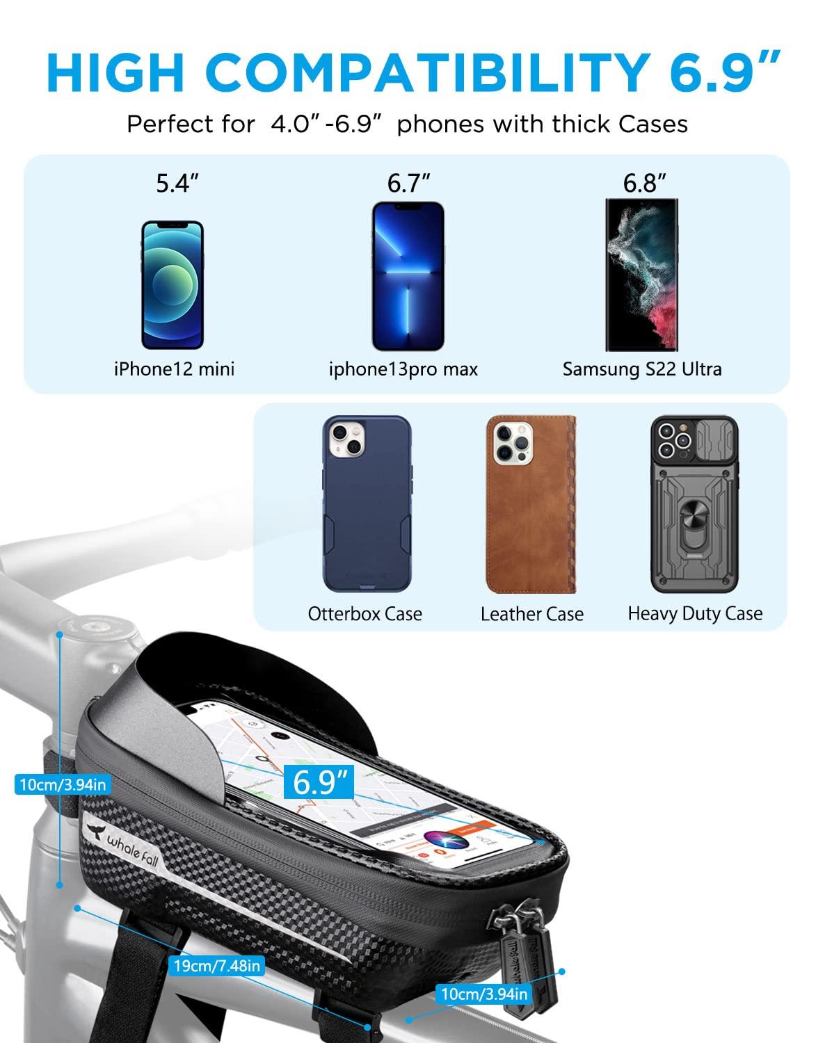 whale fall Hard Casing Bike Bag, Never Deform, Waterproof Bike Phone Holder with 0.25mm Sensitive TPU Touch-Screen, Bicycle Accessories, with Rain Cover for Phones under 6.9'' - Image 6