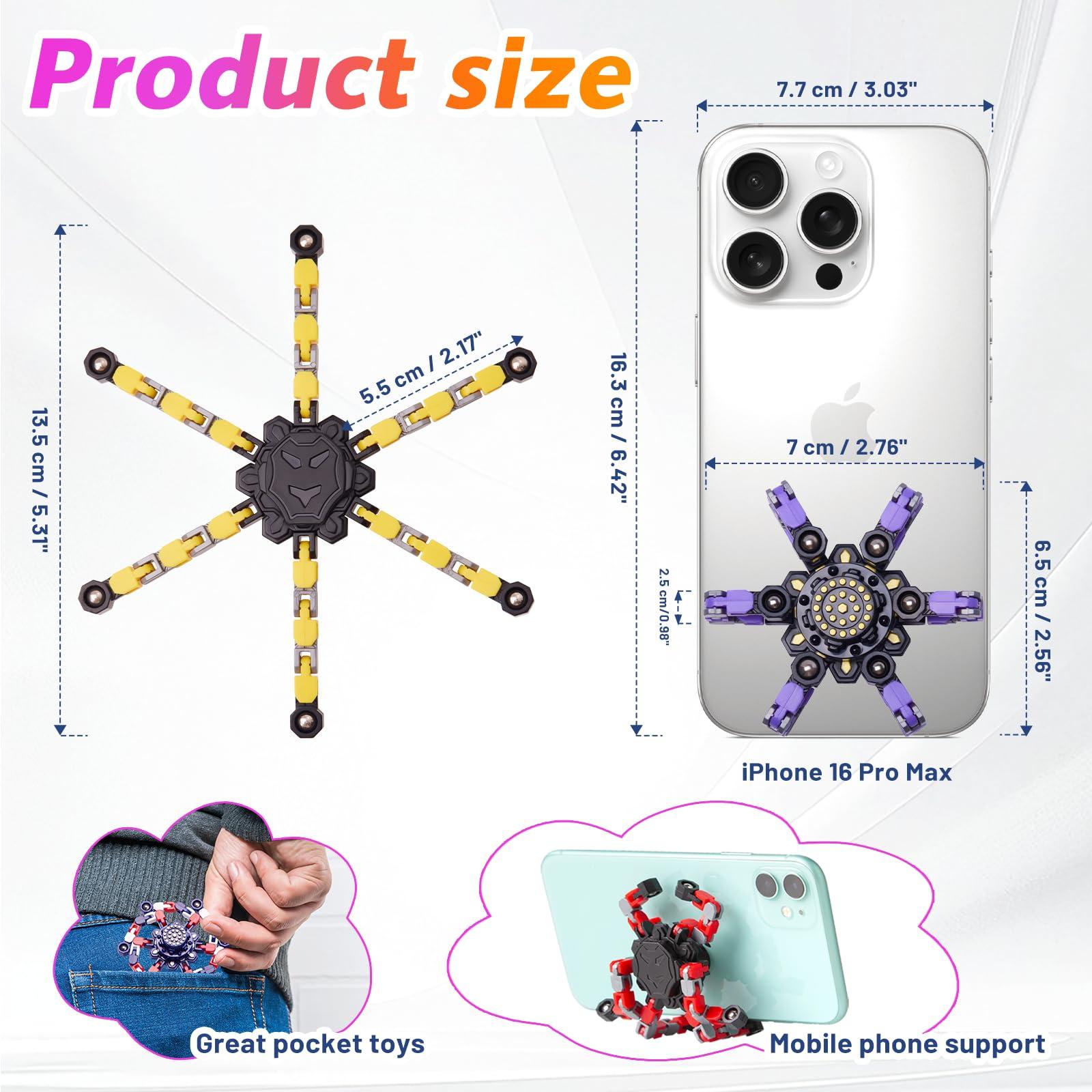 Gokeey Transformable Fidget Spinners 4 Pcs for Kids and Adults Stress Relief Sensory Toys for Boys and Girls Fingertip Gyros for Party Favors Stocking Stuffers Bulk for Kids - Image 3