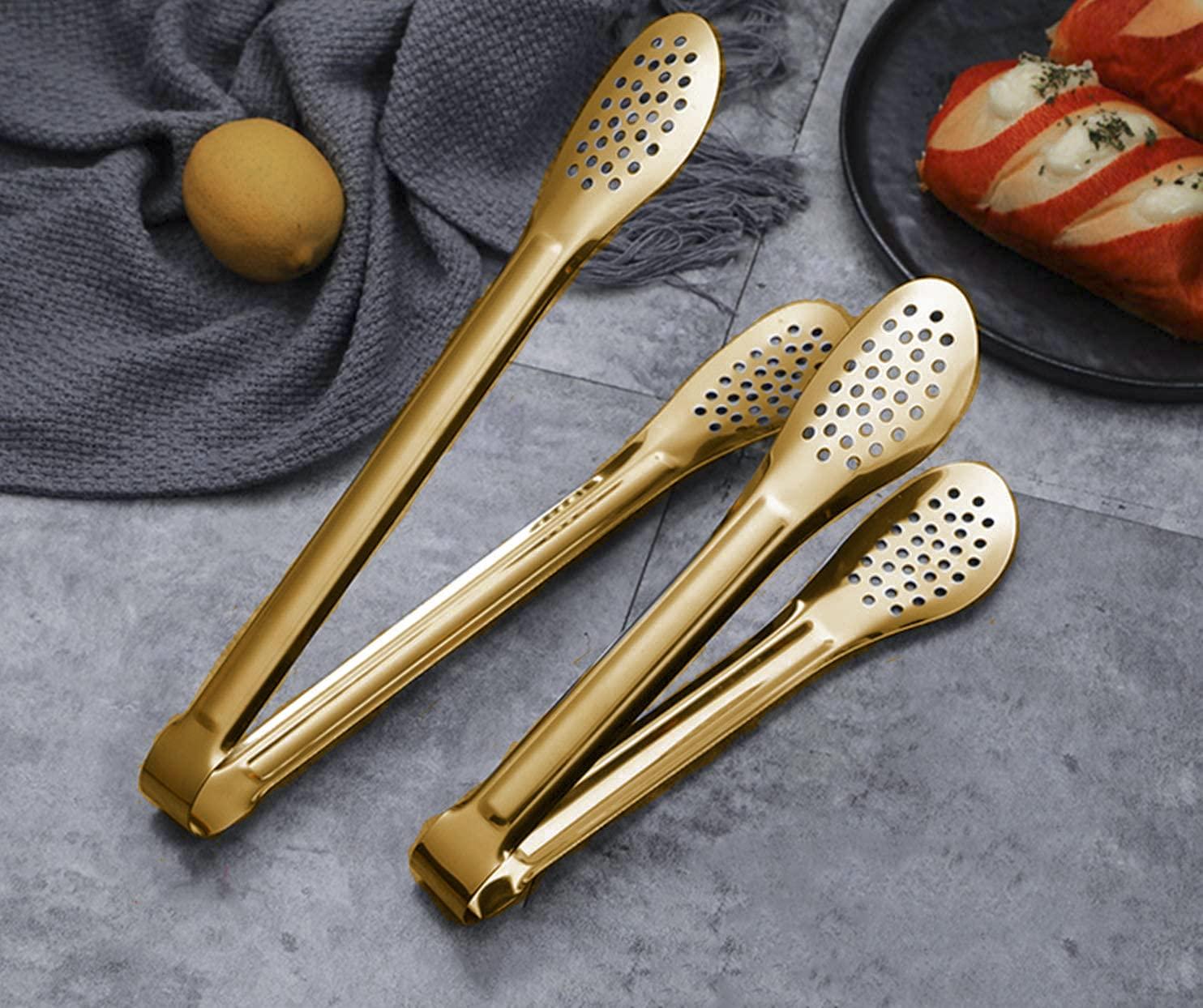 6 Pack Gold Buffet Tongs,Stainless Steel Serving Tongs Serving Utensils (9inch) - Image 2