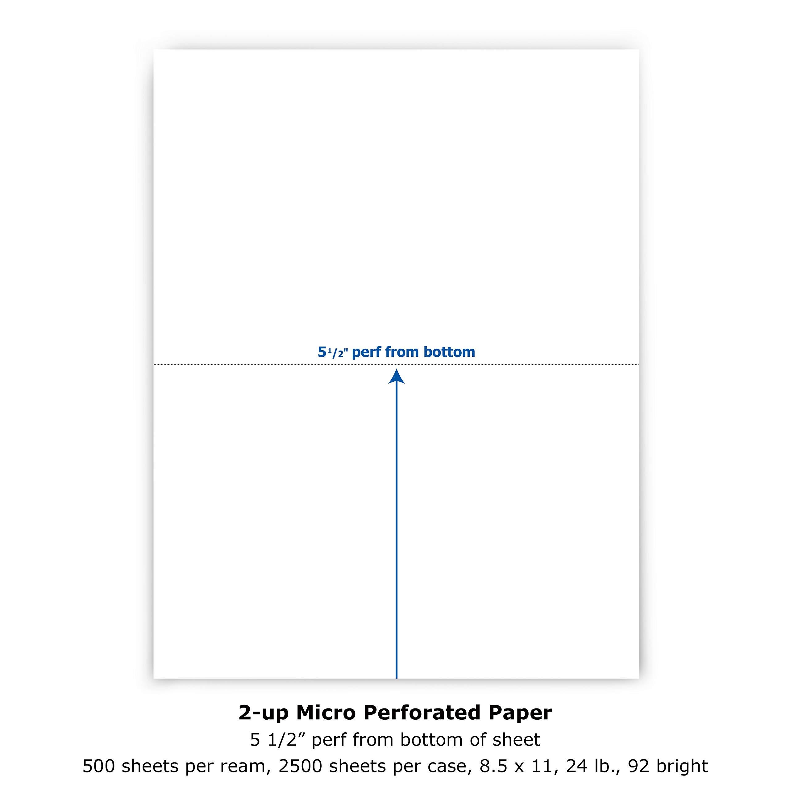 PrintWorks Professional Half Sheet Perforated Paper 8.5” x 11” - Perfect For W-2, 1099, & Statement Use - Made in the USA - 2500 Sheets - 20 lb - A5 Paper - Printer Compatible - White (04116C) - Image 4