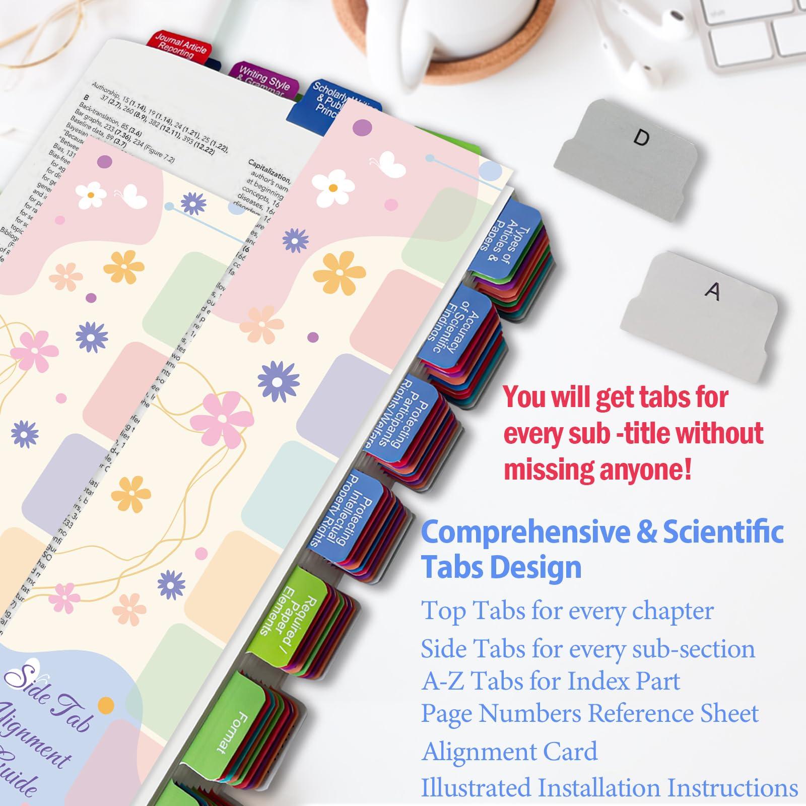 Index Tabs for The APA Publication Manual 7th Edition, Book Tabs of The American Psychological Association (Book not Included), 82 Printed Tabs for Every Chapter, Laminated & Color-Coded - Image 2