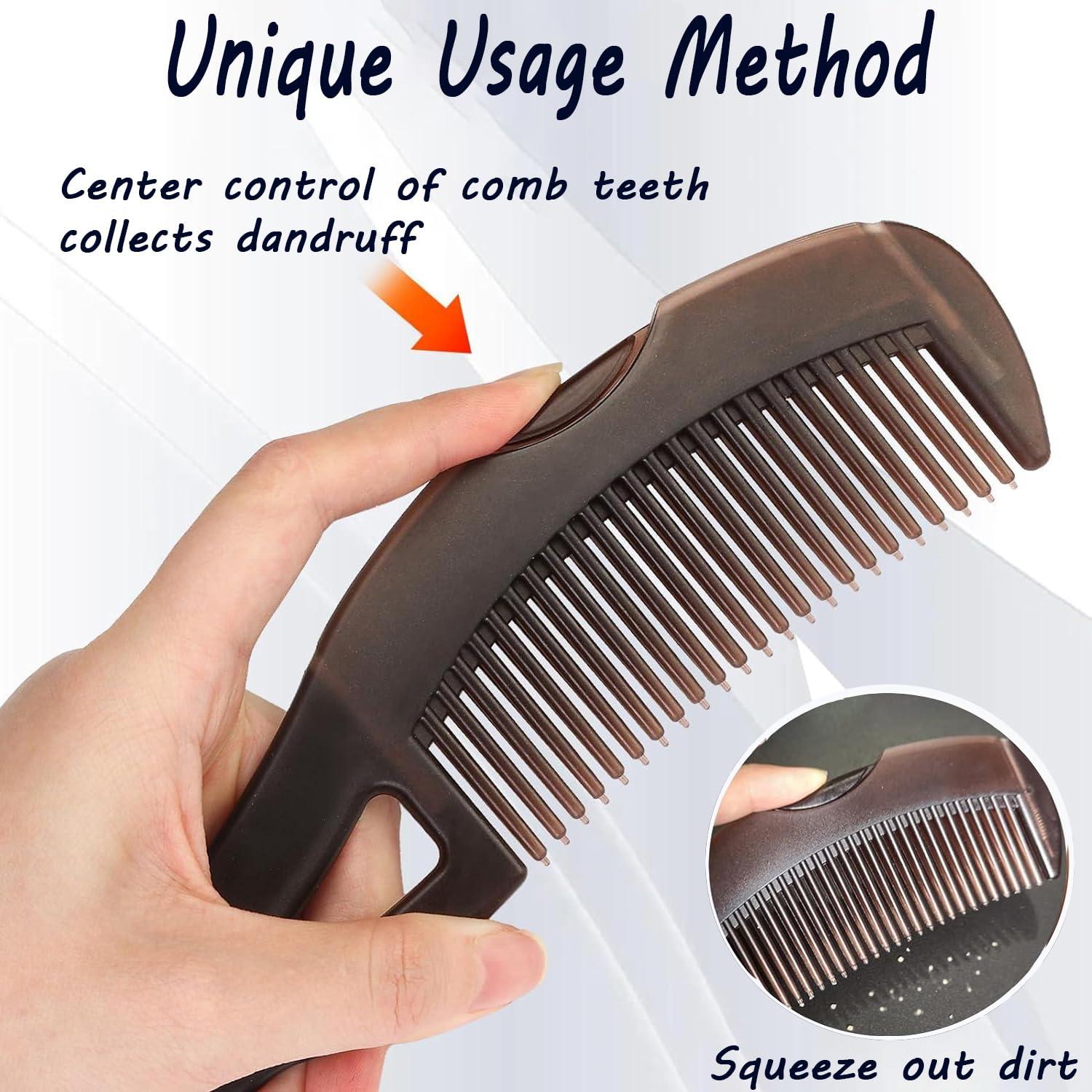 Dandruff Comb, Hollow Tooth Button Comb, Detoxing Comb Energy Massage Comb, Scalp Psoriasis Comb Dandruff Removal Comb, Lice Comb Multifunctional Hairbrush For Women Men Kids - Image 3