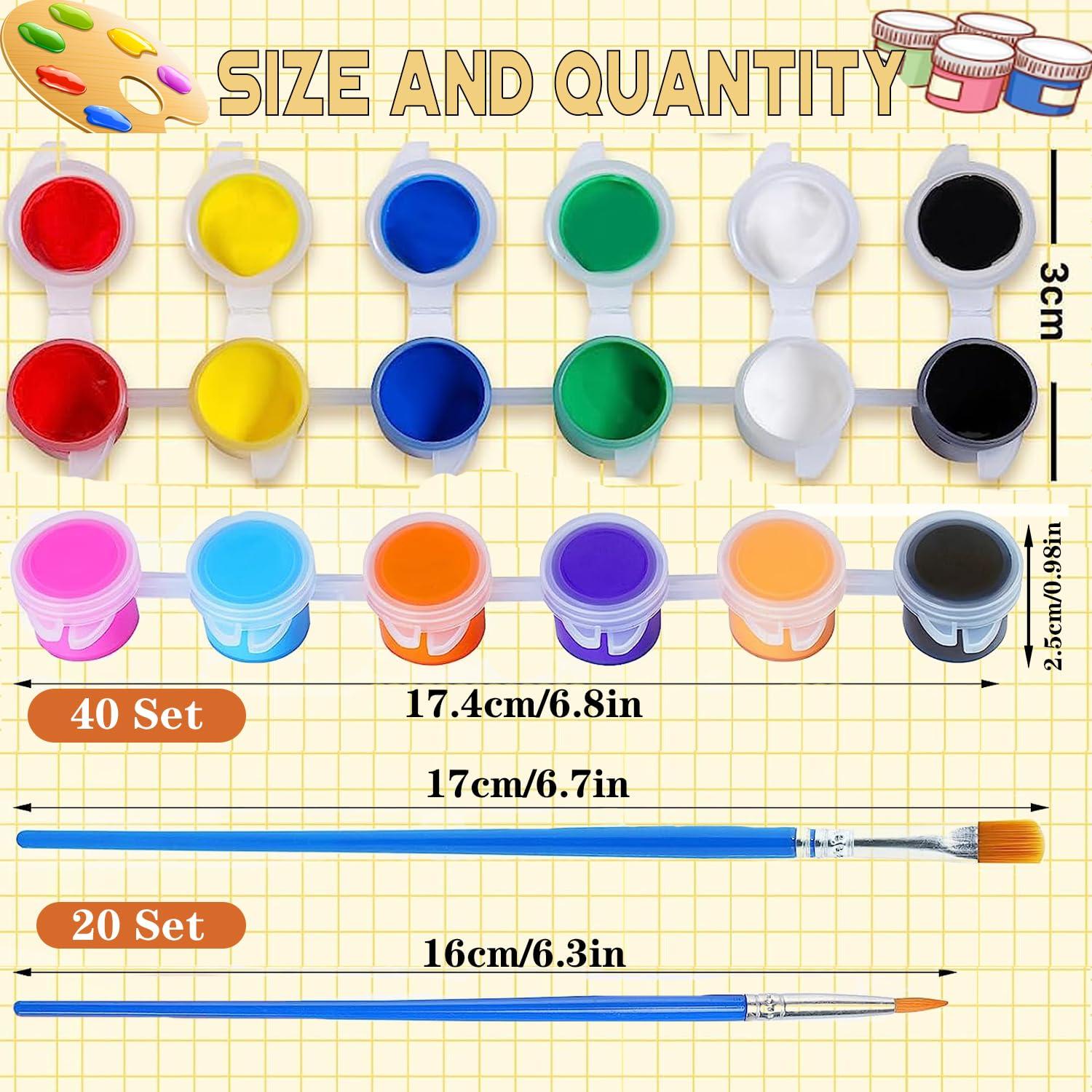 280 Pcs Washable Acrylic Paint for Kids Arts and Crafts, 20 Gouache Watercolor Paint Sets of 12 Colors for Party Classroom Painting Supplies, 20 Flat and 20 Pointed Brushes (COLOR-1) - Image 4