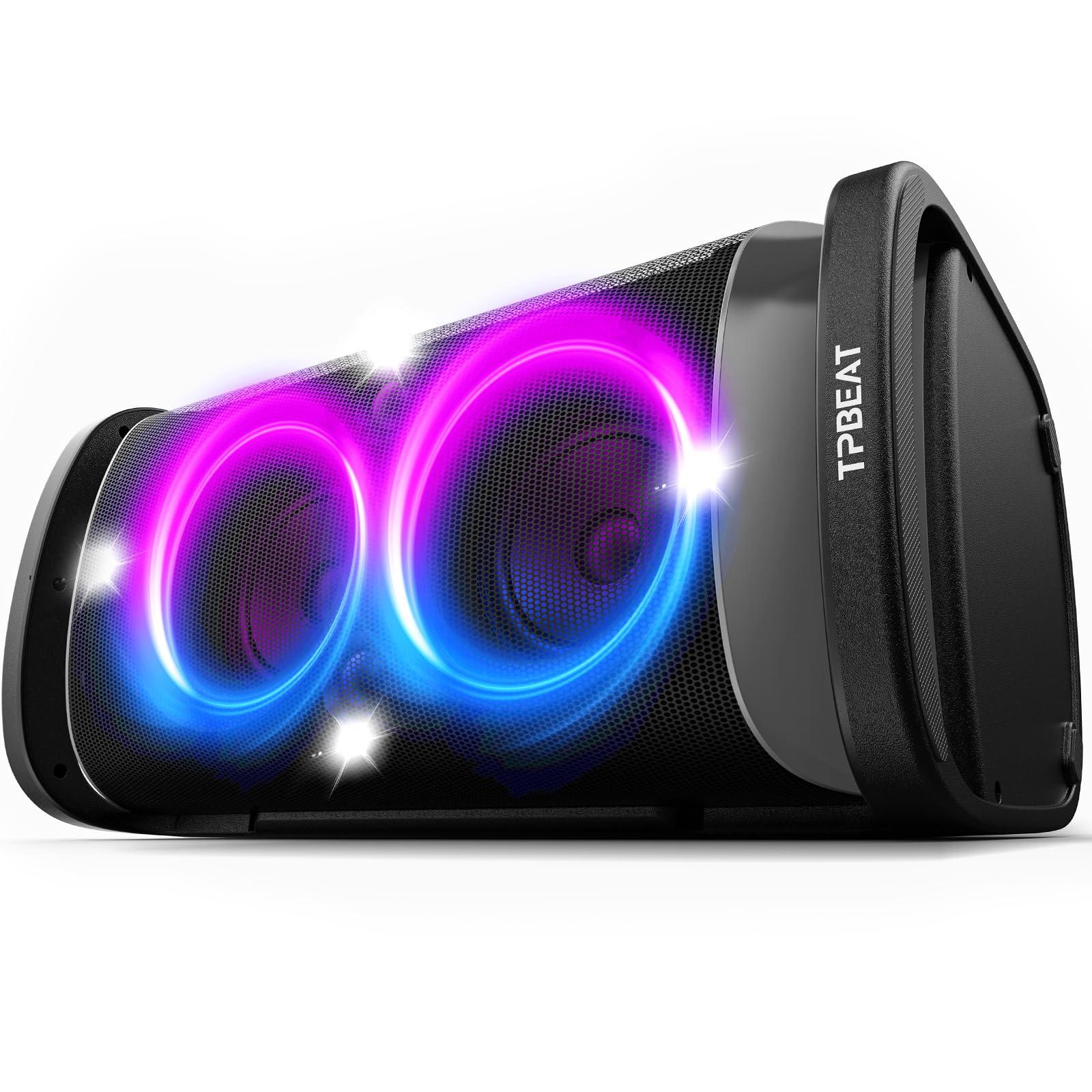 QxbJoy Portable Bluetooth Party Speaker: 160W Peak Powerful Loud Sound Deep Bass Wireless Boombox Large Subwoofer 15 Hours Battery Life Fast Charging with Led Light Show for Outdoor Camping Backyard - Image 7