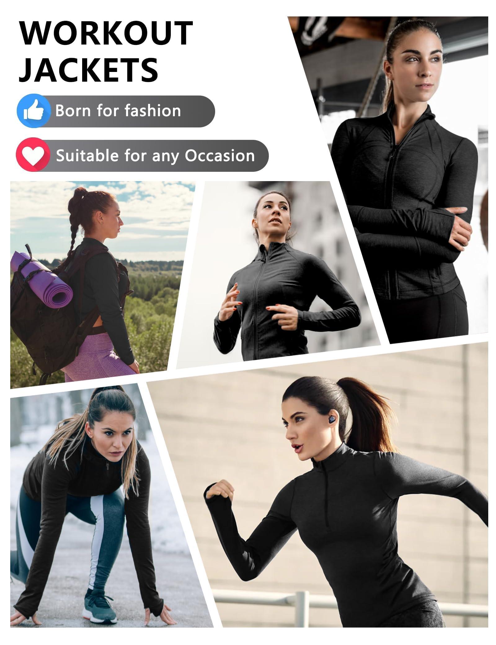 Dalavch 3 Pack Womens Cropped Full Zip up Workout Jacket Slim Fit Running Athletic Gym Yoga Sports Jacket with Thumb Holes - Image 6