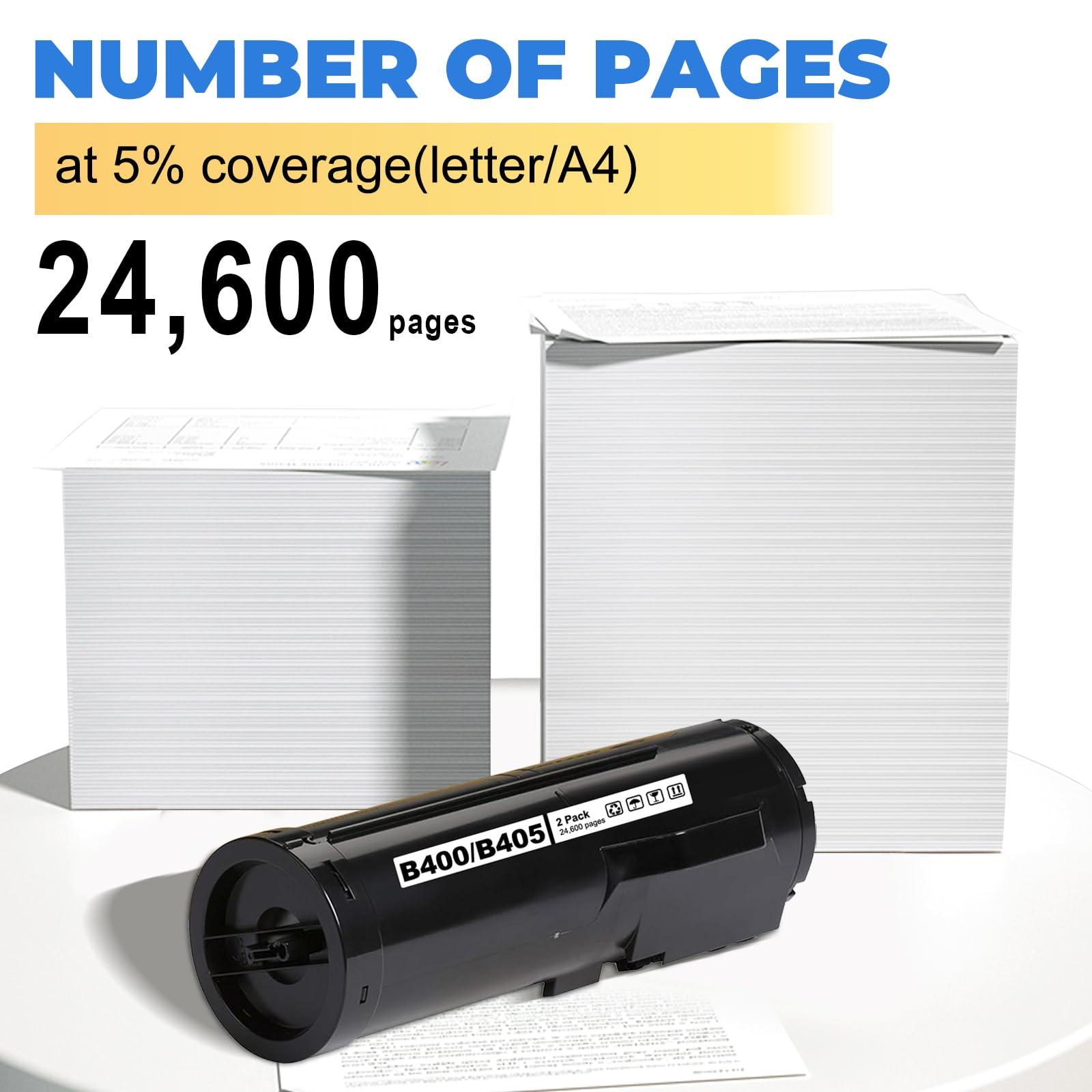 VersaLink B405/B400 Black Extra High Capacity Toner Cartridge 106R03584 Toner Cartridge Compatible for Xerox VersaLink B400 B405 B400N B400DN B405N B405DN Printer - 24,600 Pages, 2 Pack - Image 3