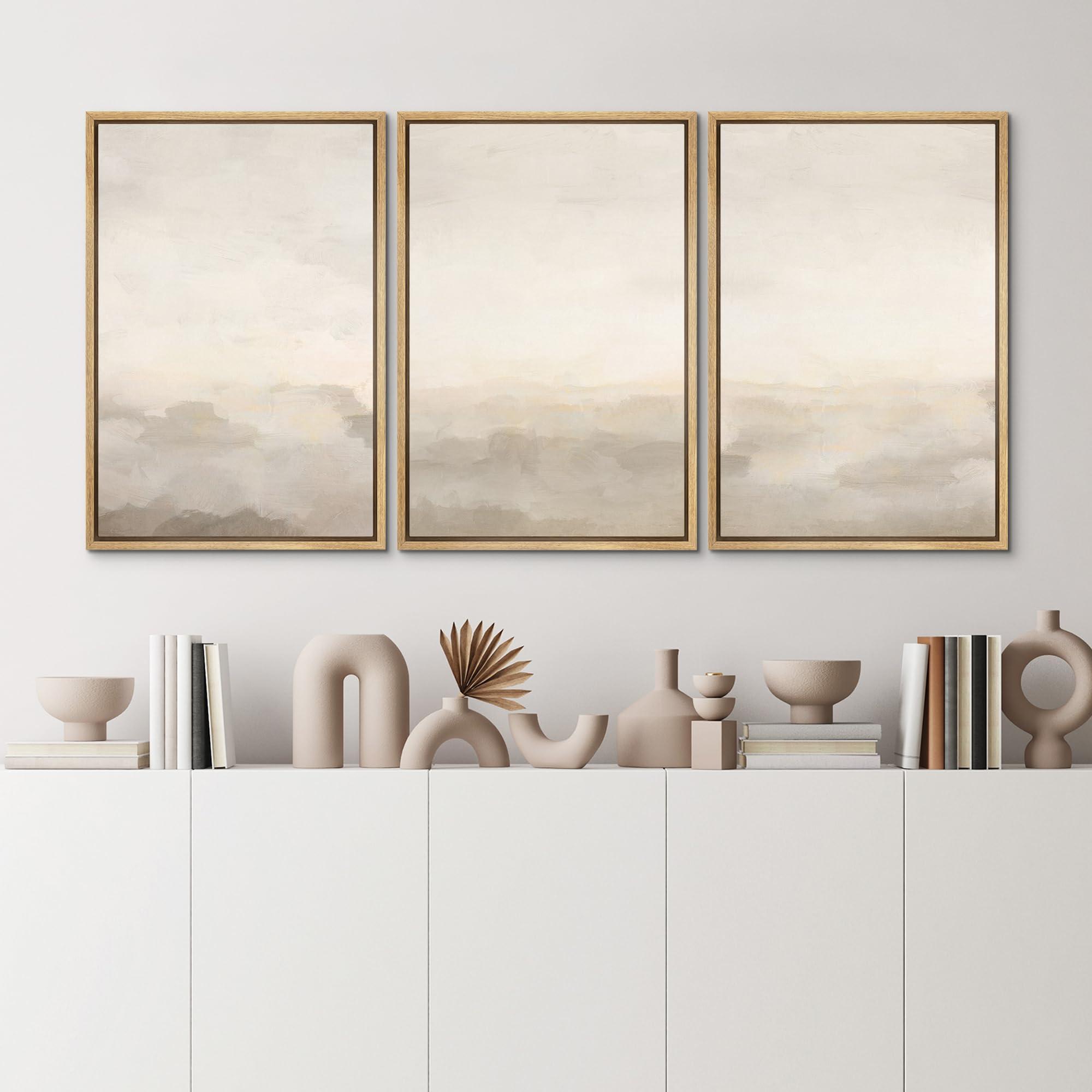 MUDECOR Framed Canvas Print Wall Art Abstract Prints Minimalist Modern Art Neutral Home Decor for Bedroom - 16"x24"x3 NATURAL - Image 3