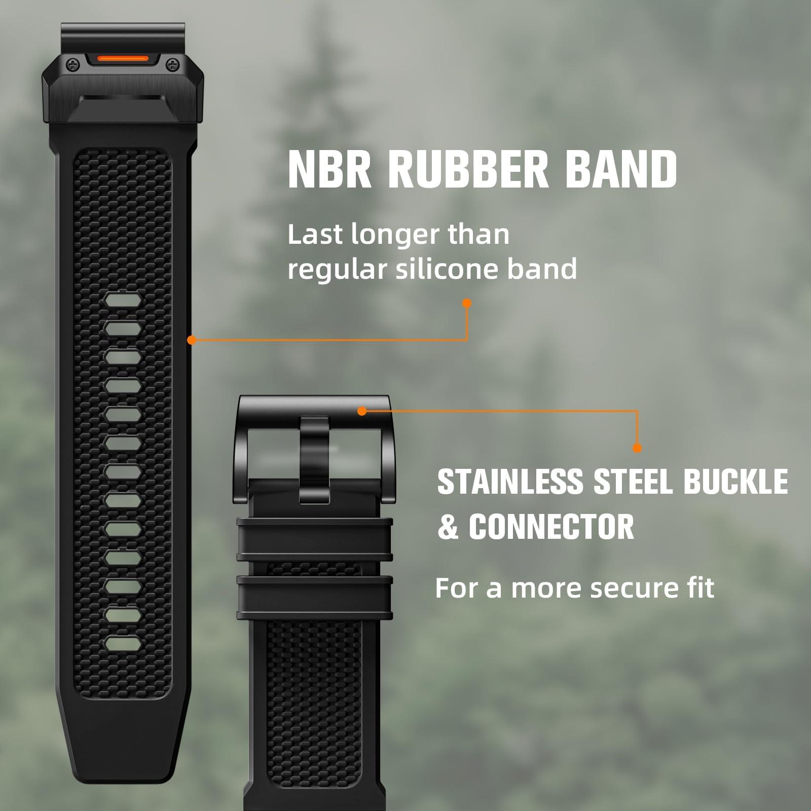 Bandletic Compatible with Garmin Fenix 7 Band - 22mm Silicone Quick Fit Watch Bands for Fenix 8 47mm/Fenix 5/Fenix 6/6 Pro/Fenix 7 Pro/Forerunner 965/945/Approach S62/S60/Epix 2 Pro 47mm/Quatix 7 - Image 4