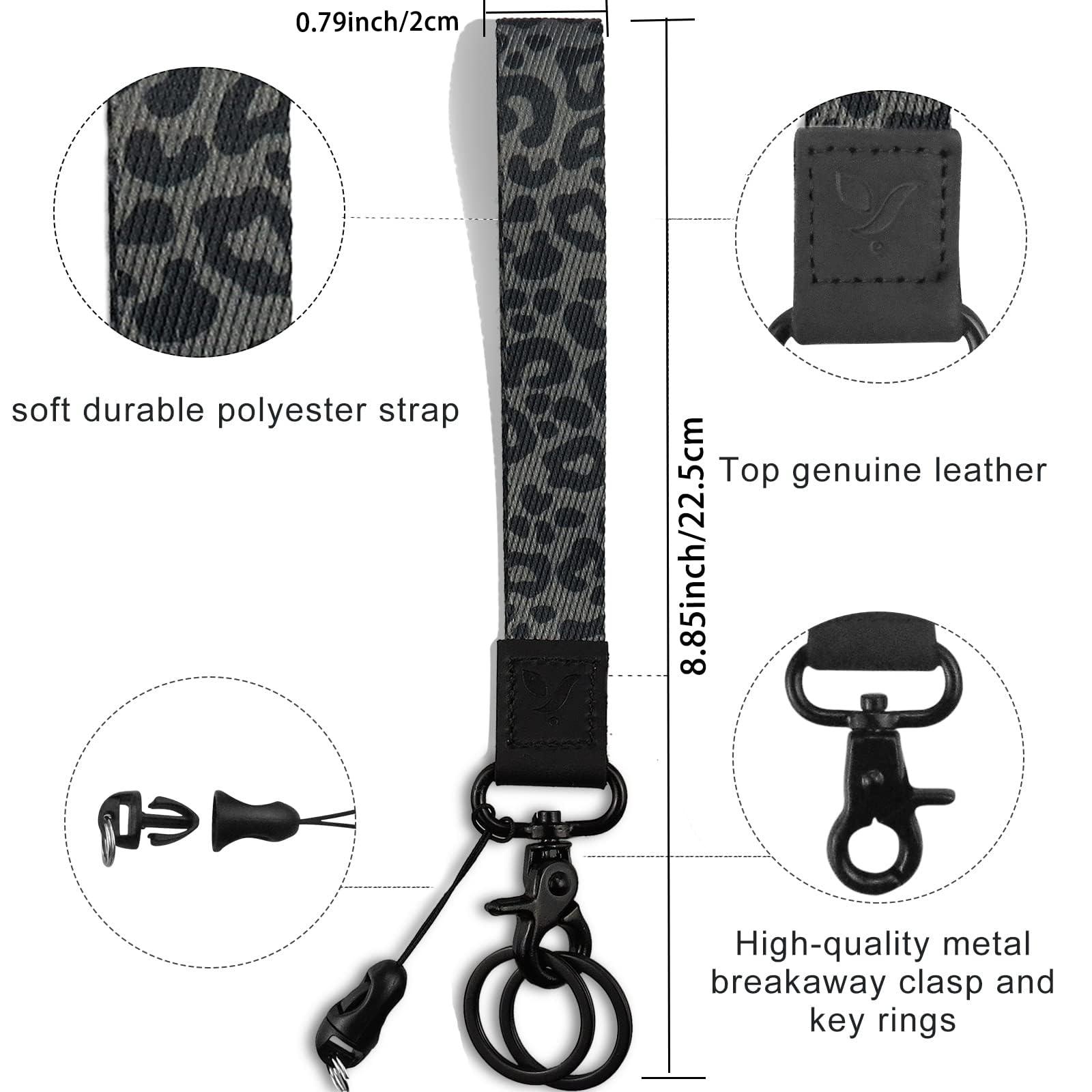 Yiflin Cute Wrist Lanyard for Keys, Keychain, Wallet, Id Holder, Cell Phone, Wristlet Lanyard Key Chain Holder（Black Leopard） - Image 3