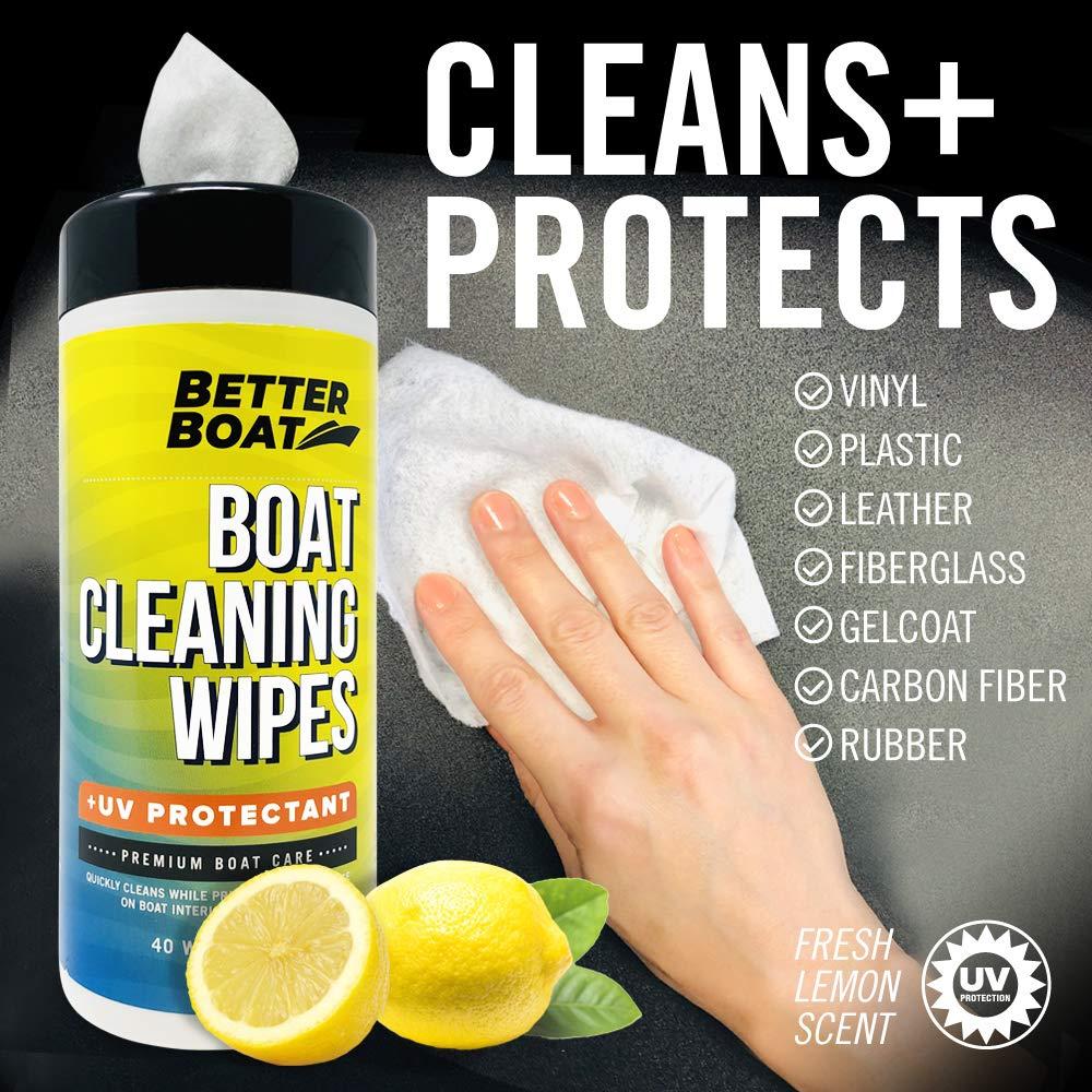 Boat Cleaner Wipes with UV Protection, Marine Vinyl Cleaner and Protectant, for Boat Seats, Car Leather, Dashboard, Console, Interior, and Exterior Cleaning Supplies - Image 3