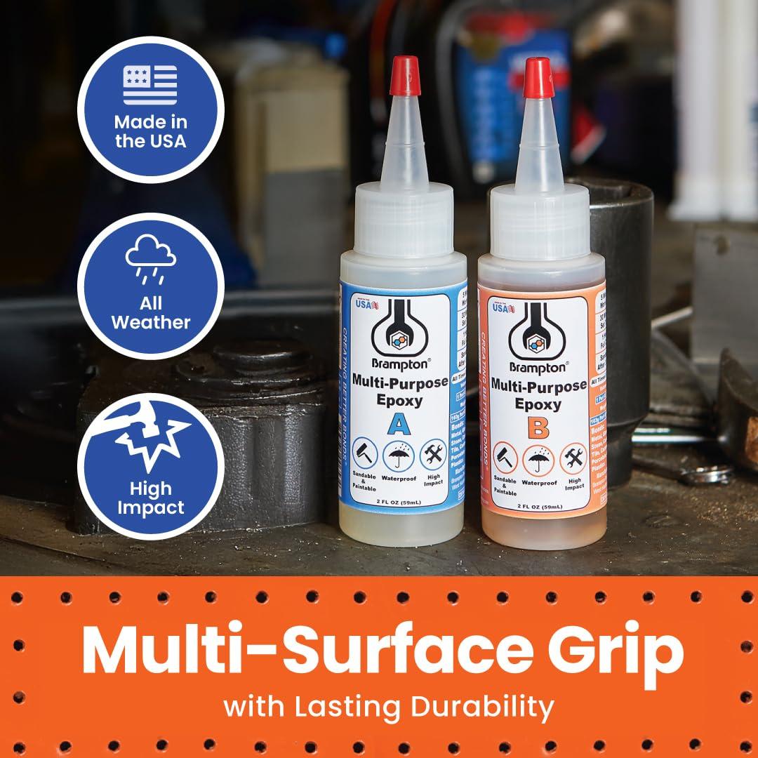 Brampton Multi-Purpose Epoxy, Quick 30-Minute Set, Waterproof 2-Part Epoxy Glue Kit for Tile, Metal, Ceramic, Glass, Wood, Stone, Strong Bonding, Sandable, Paintable Resin, Easy 1:1 Mix, 4 oz - Image 2