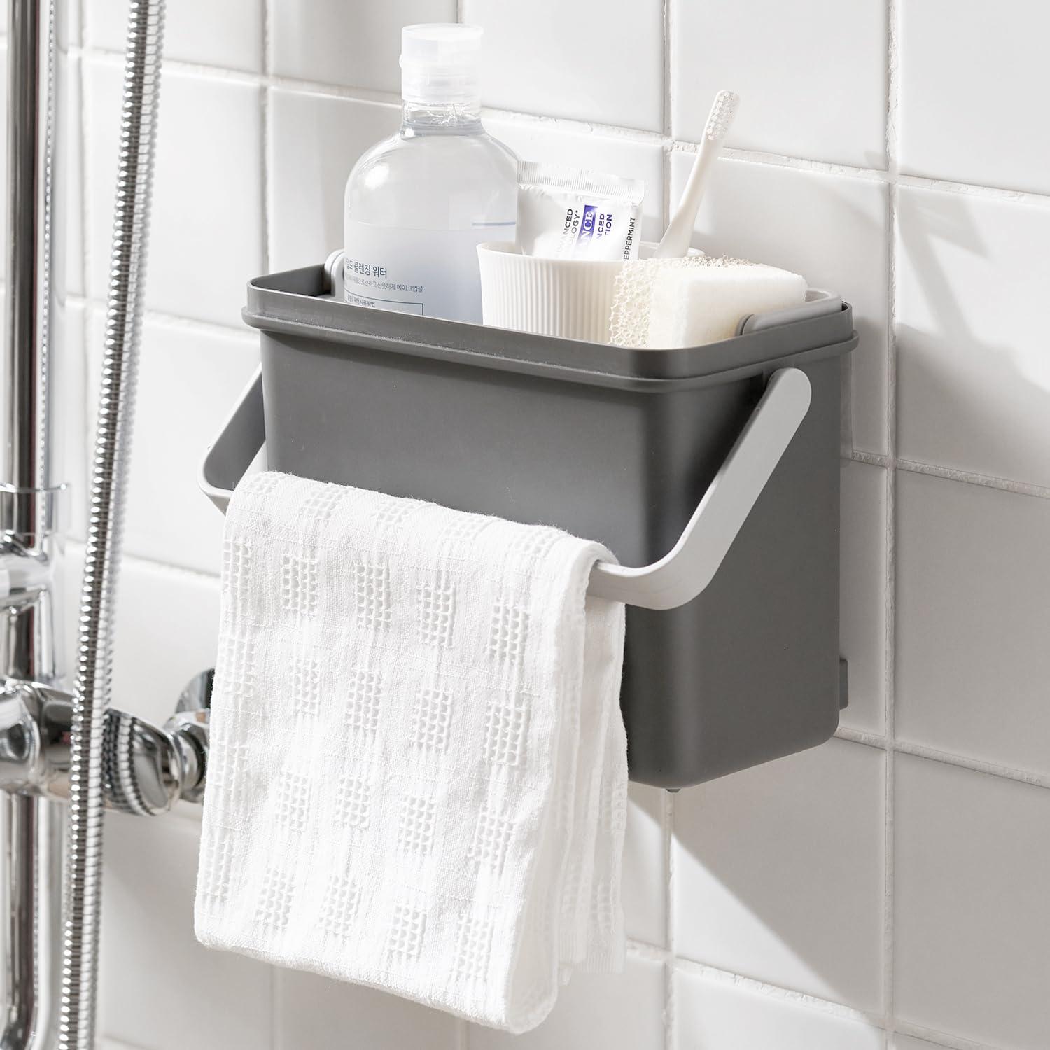 DeHUB Small Food Waste Bin for Kitchen, Home Cafe, Countertop, Under Sink with Auto Lock Lid, Vinyl Holder, Self Adhesive, Water Drainage Inner Basket, 2.5L/0.6 Gal, Grey - Image 8