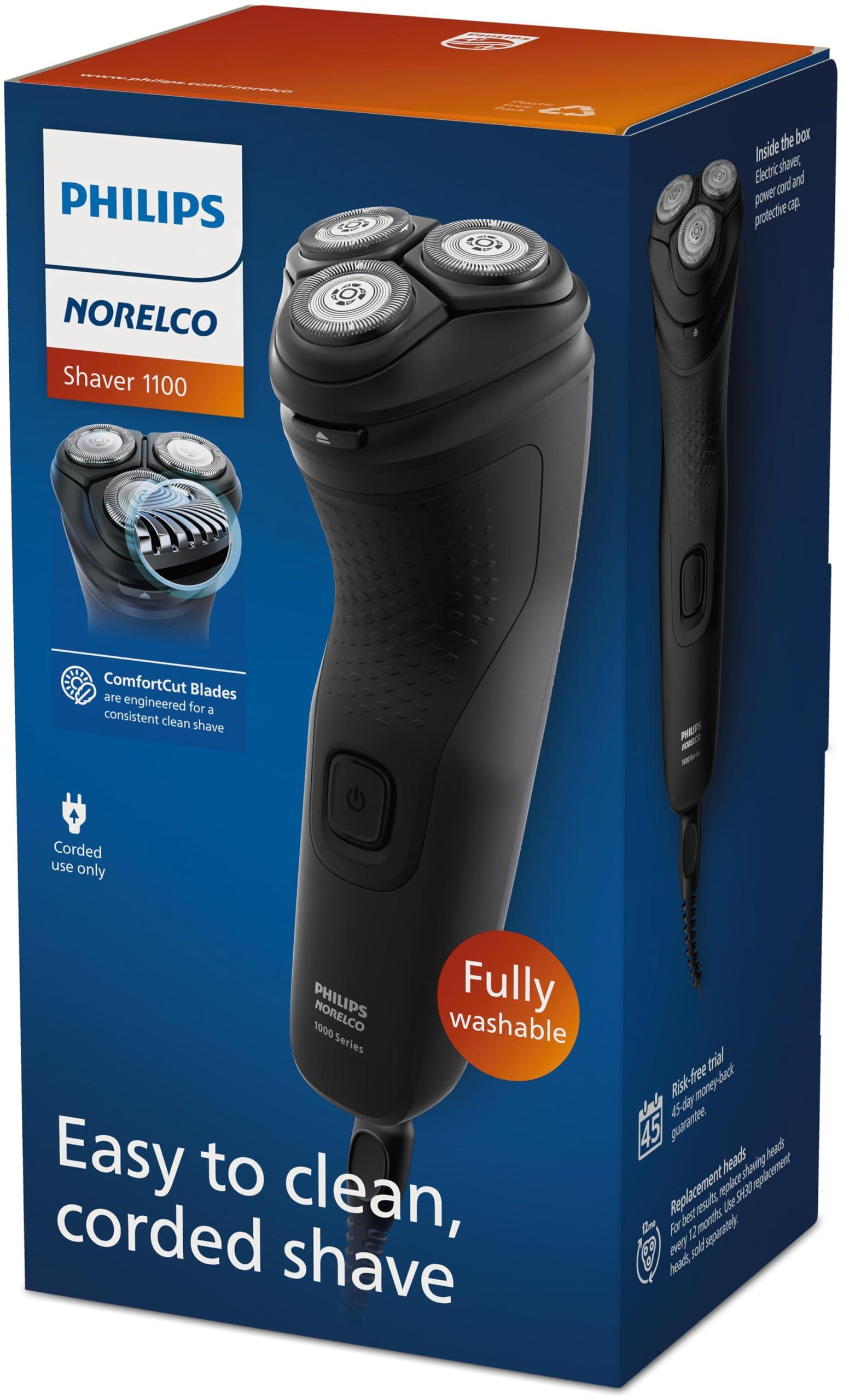 Philips Norelco Shaver 1100 Series, Dry Electric Shaver, 27 Self-Sharpening ComfortCut Blades, 4D Floating Heads, P-Cap, Deep Black, Model S1016/90 - Image 10