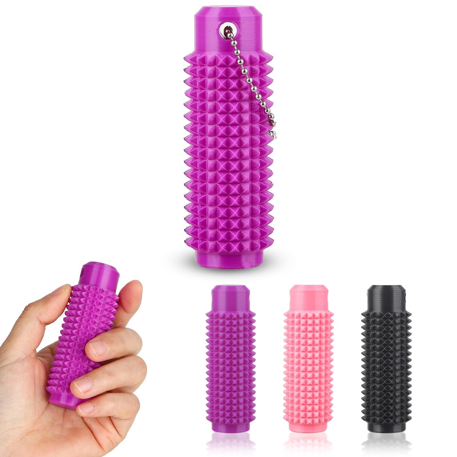 Spiky Grippie Stim Keychain Little Ouchies Pain Fidget Keychain Anxiety Relief Pain Stim Bumpy Fidget Keychain Novelty Gifts for Friends(Purple)