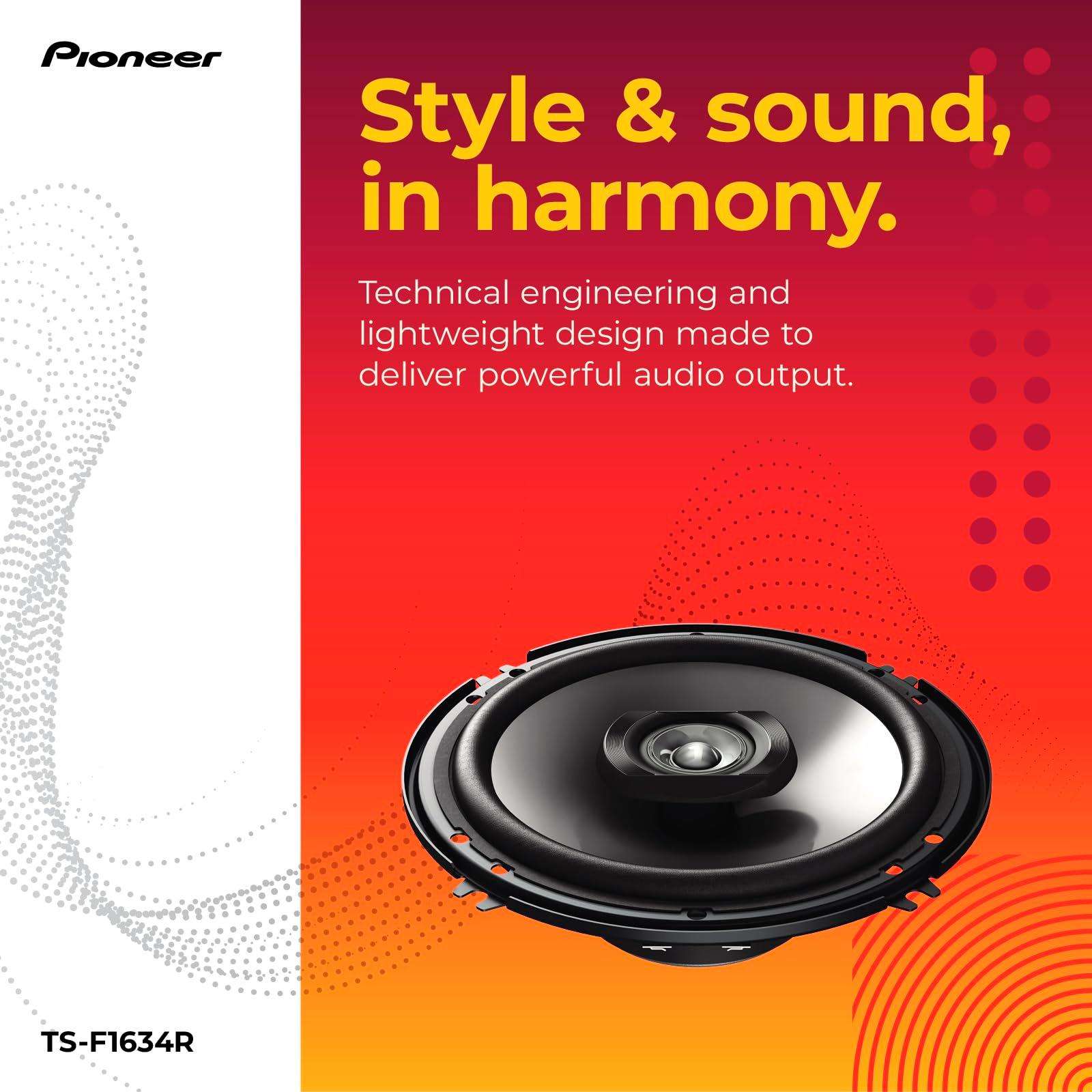 Pioneer F-Series TS-F1634R 6.5” Round Coaxial 2-Way Car Speakers (Pair) – 200W, Black - Image 3